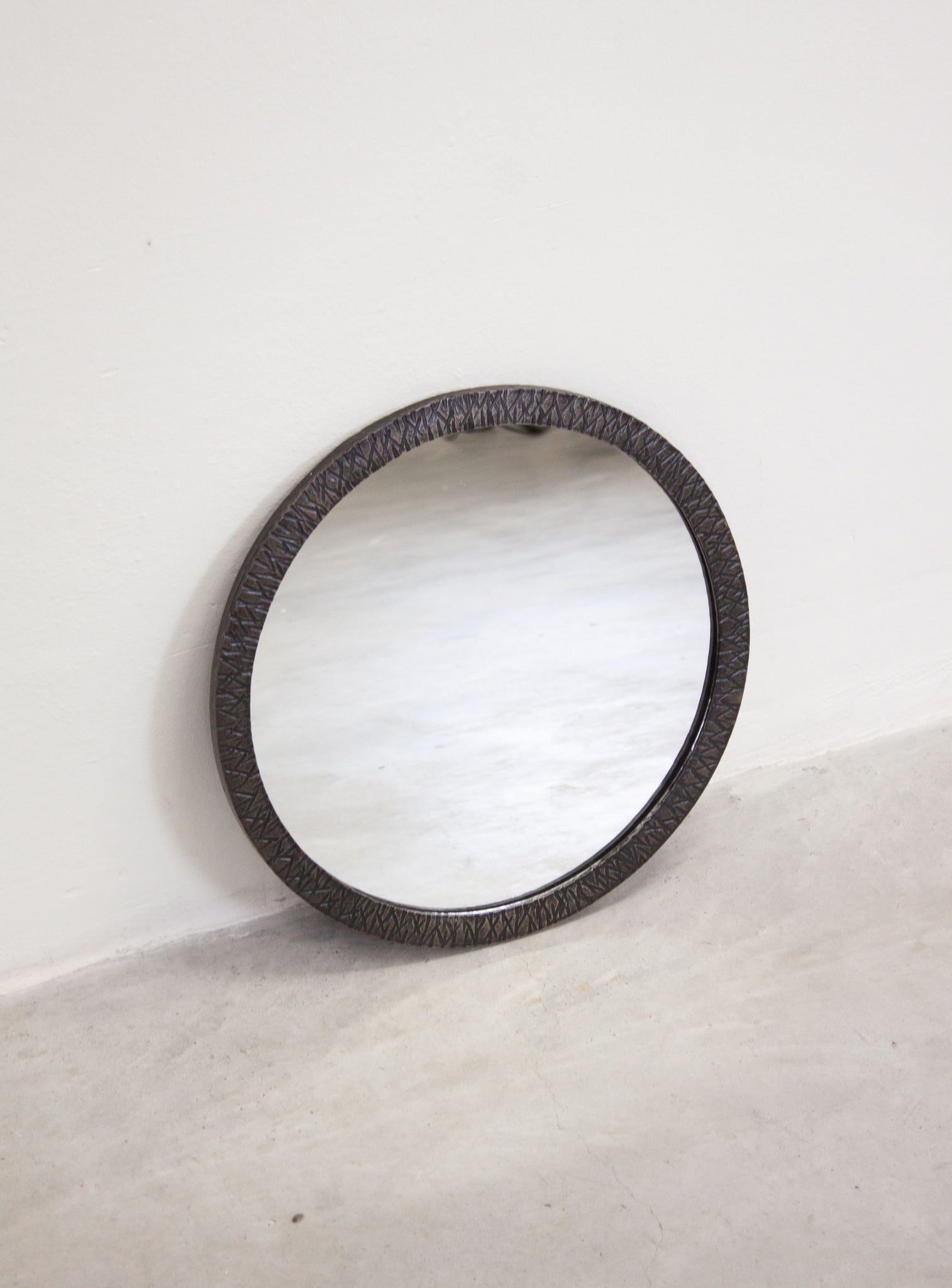 Brutalist Brass Round Wall Mirror