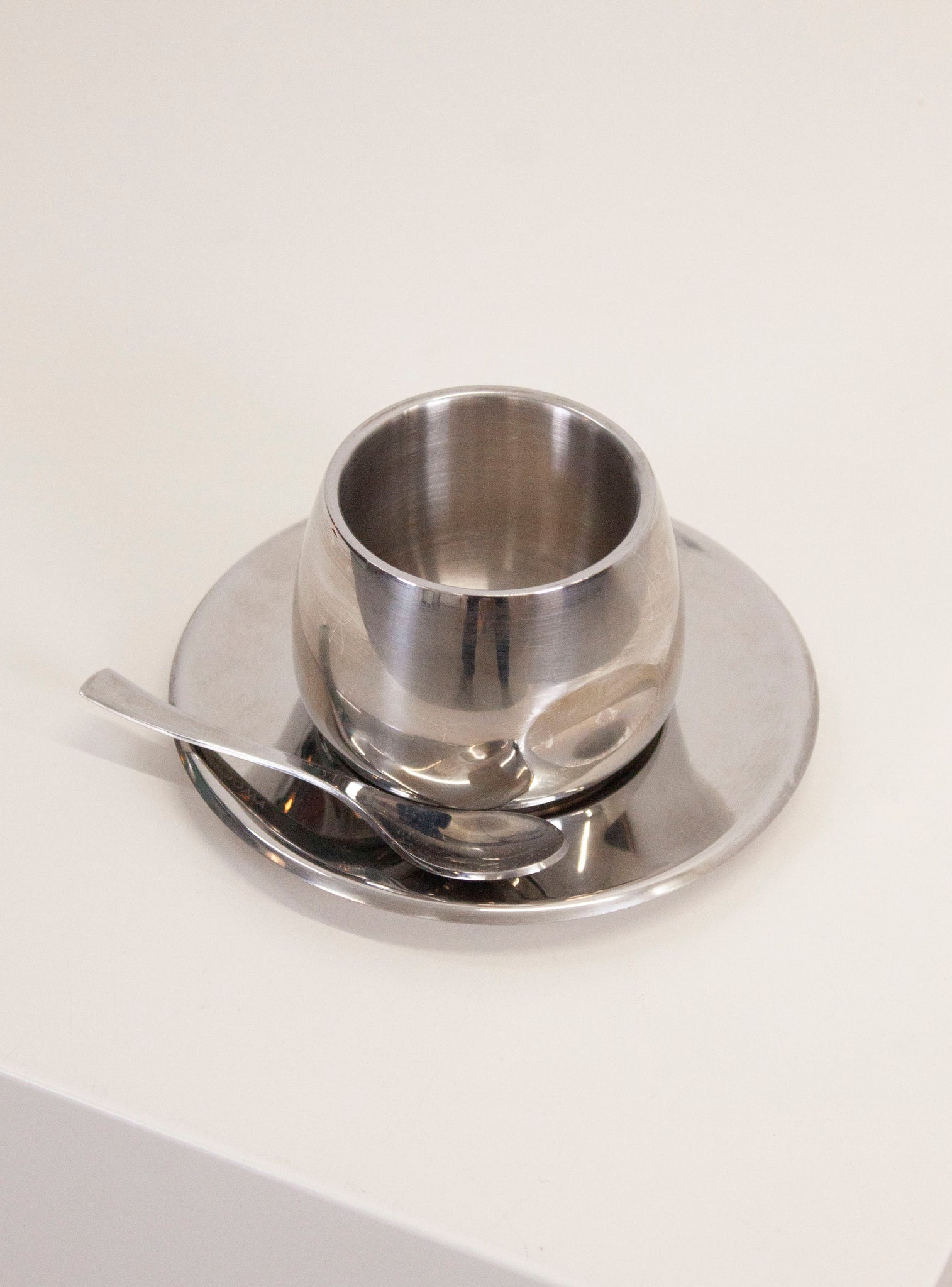 AMC Italy Stainless Steel Coffee Cup, Saucer & Spoon