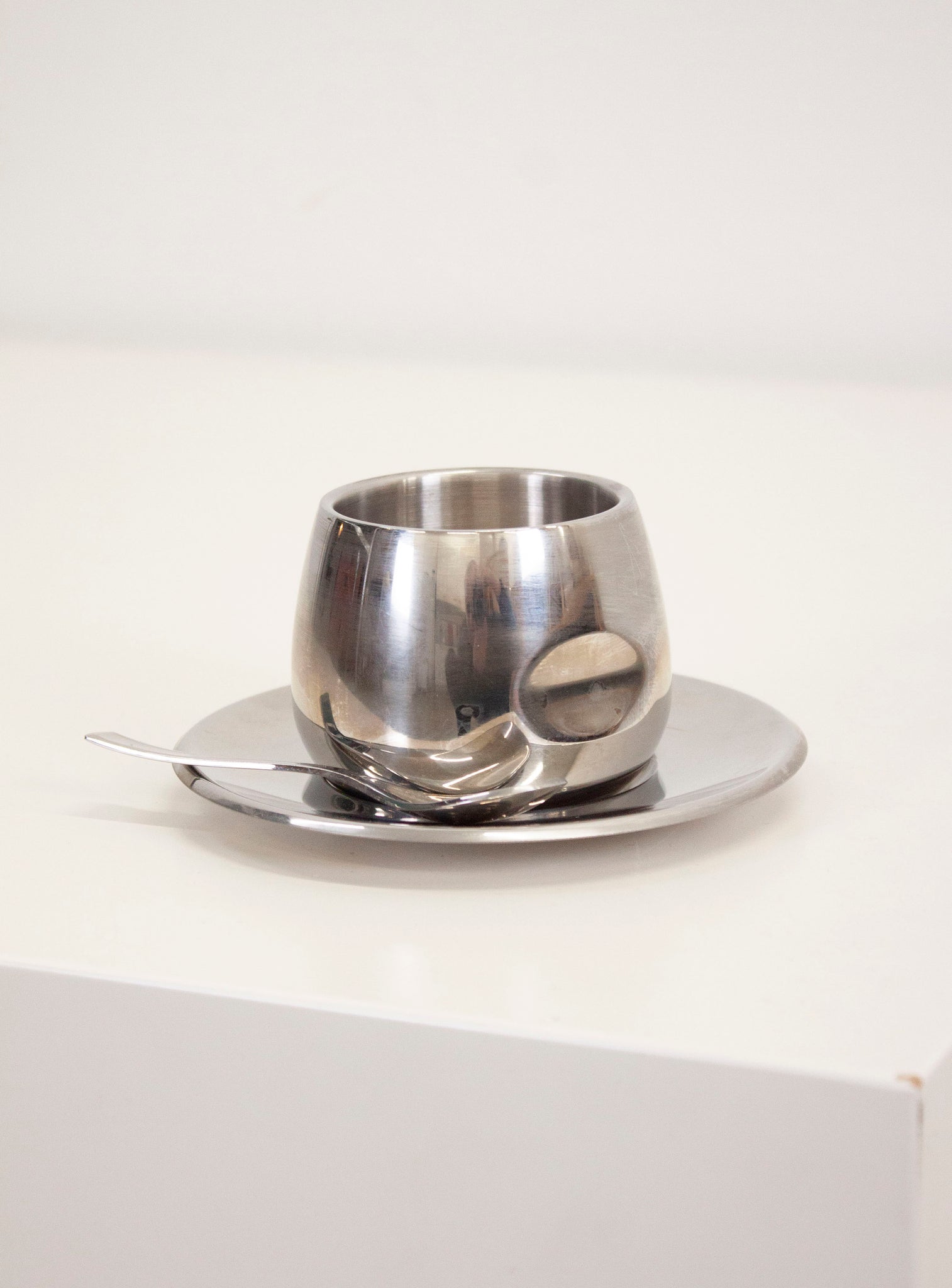 AMC Italy Stainless Steel Coffee Cup, Saucer & Spoon