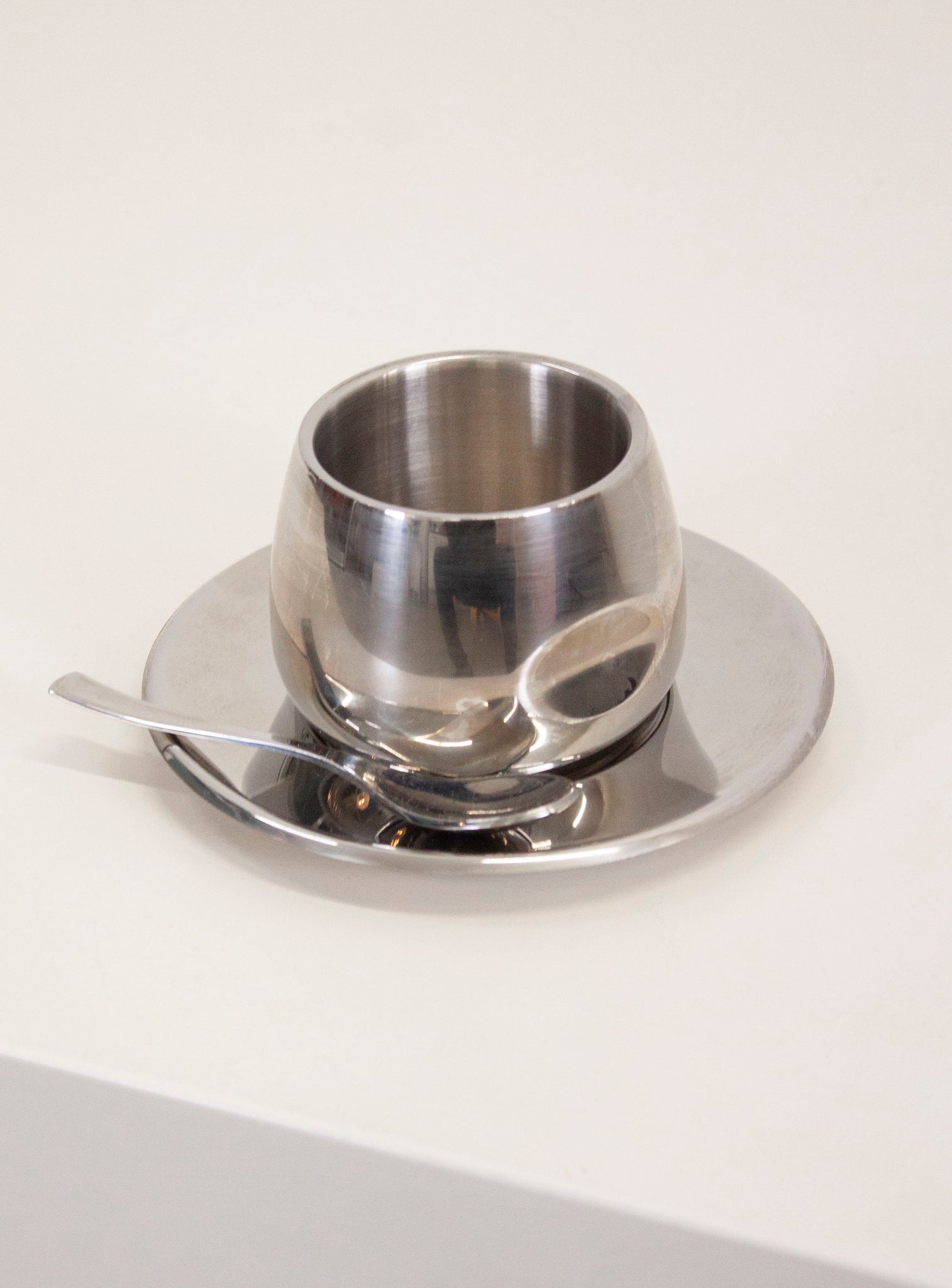 AMC Italy Stainless Steel Coffee Cup, Saucer & Spoon