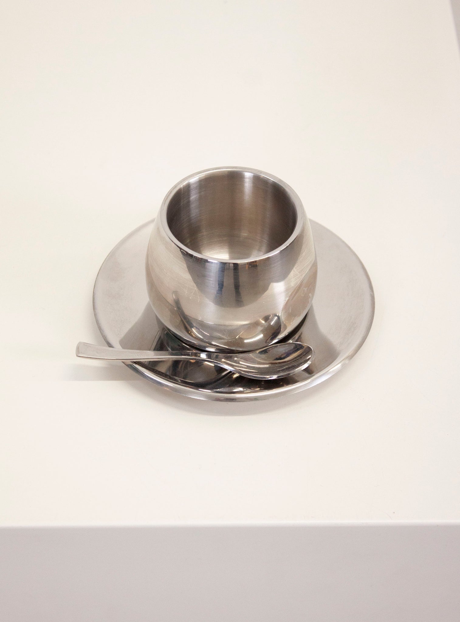 AMC Italy Stainless Steel Coffee Cup, Saucer & Spoon