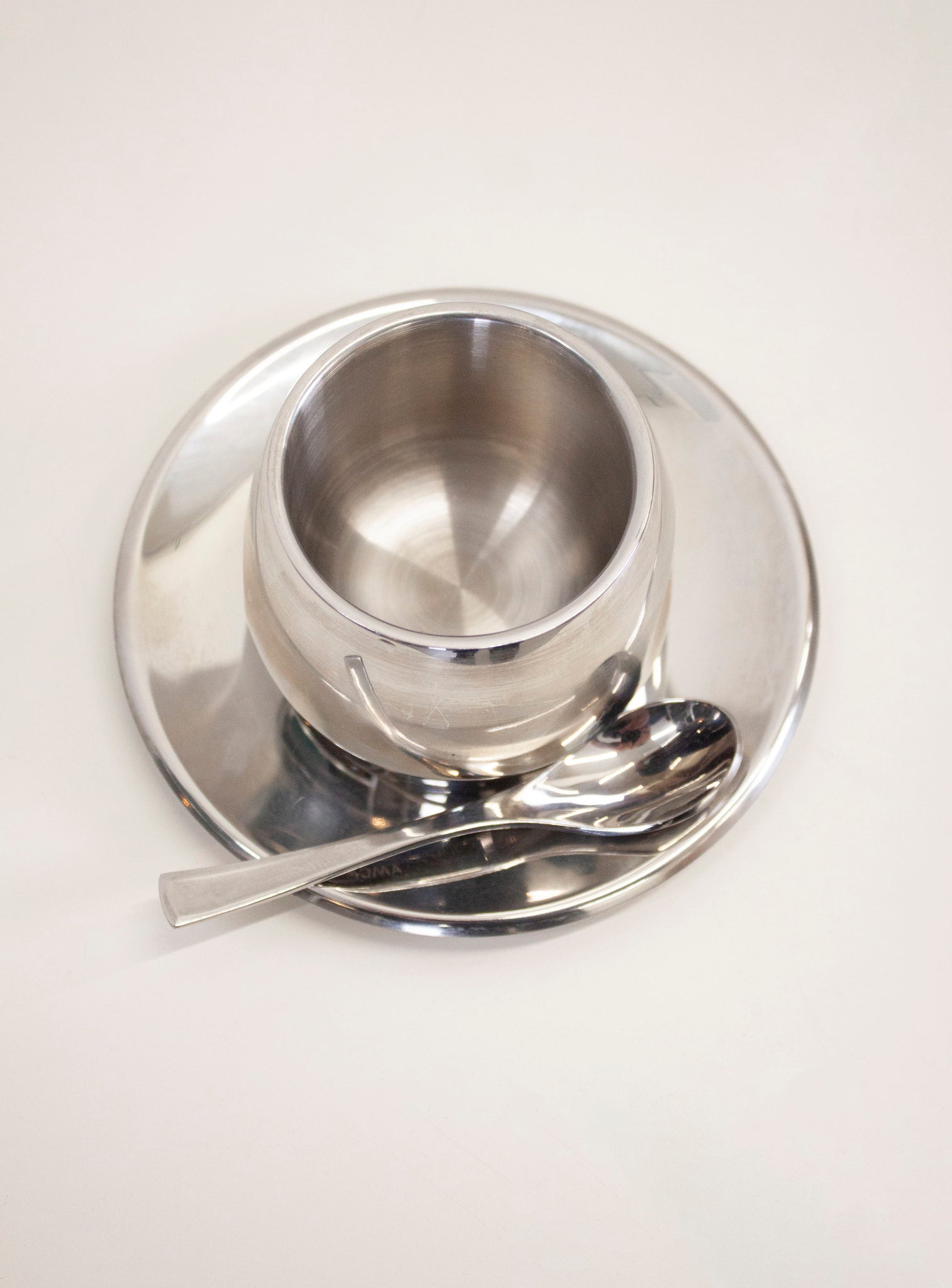 AMC Italy Stainless Steel Coffee Cup, Saucer & Spoon