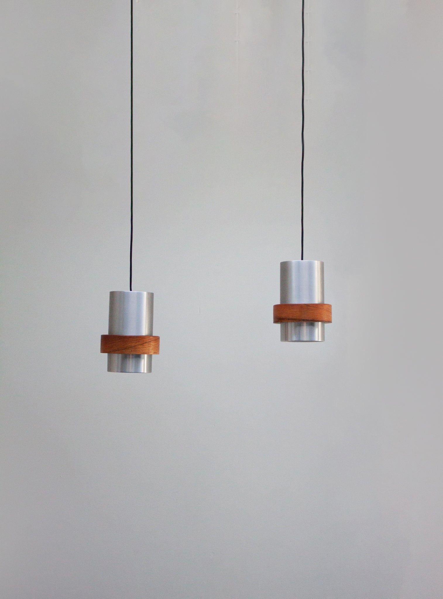 Aluminium and Teak Pendant Lamps