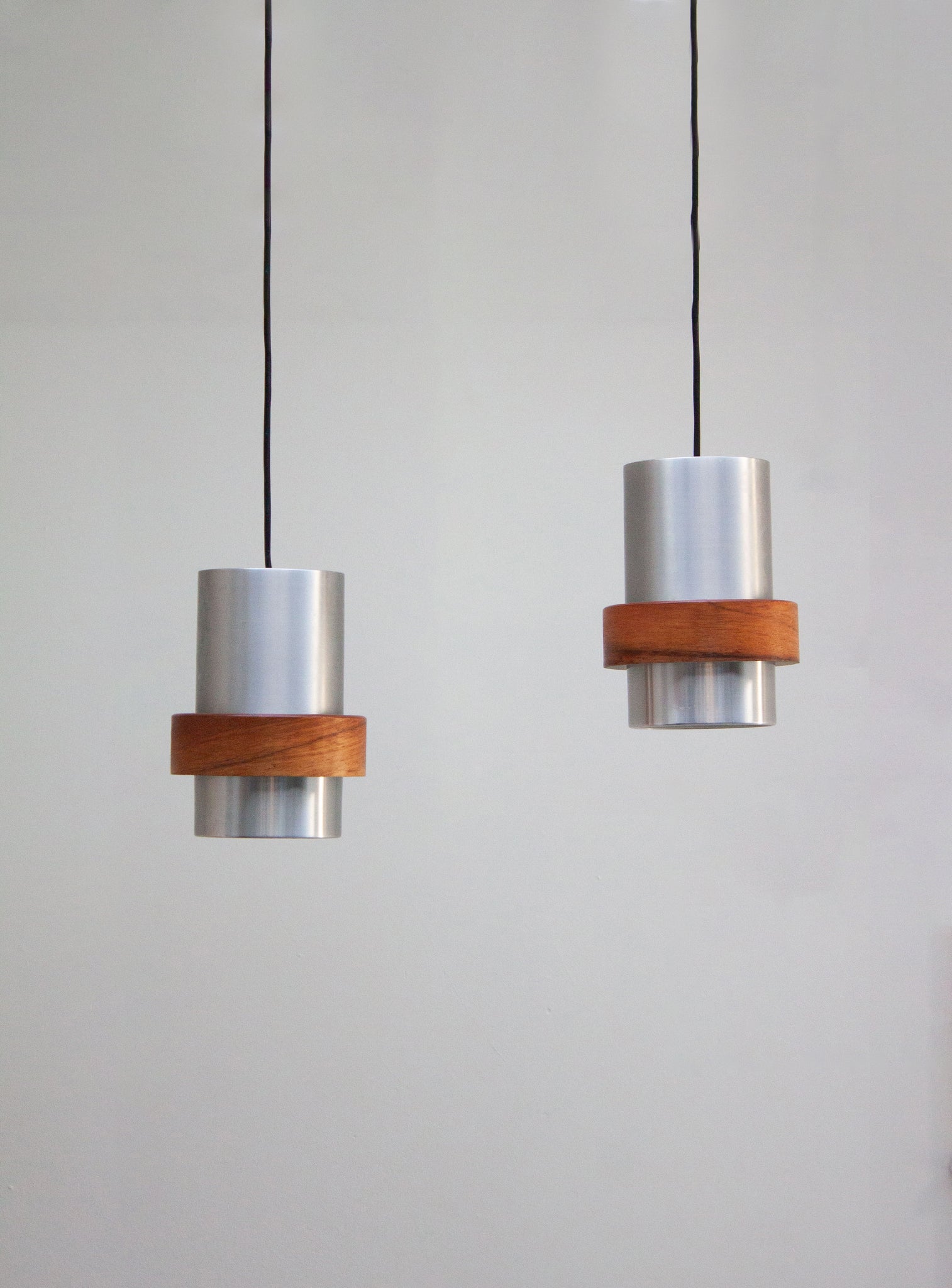 Aluminium and Teak Pendant Lamps