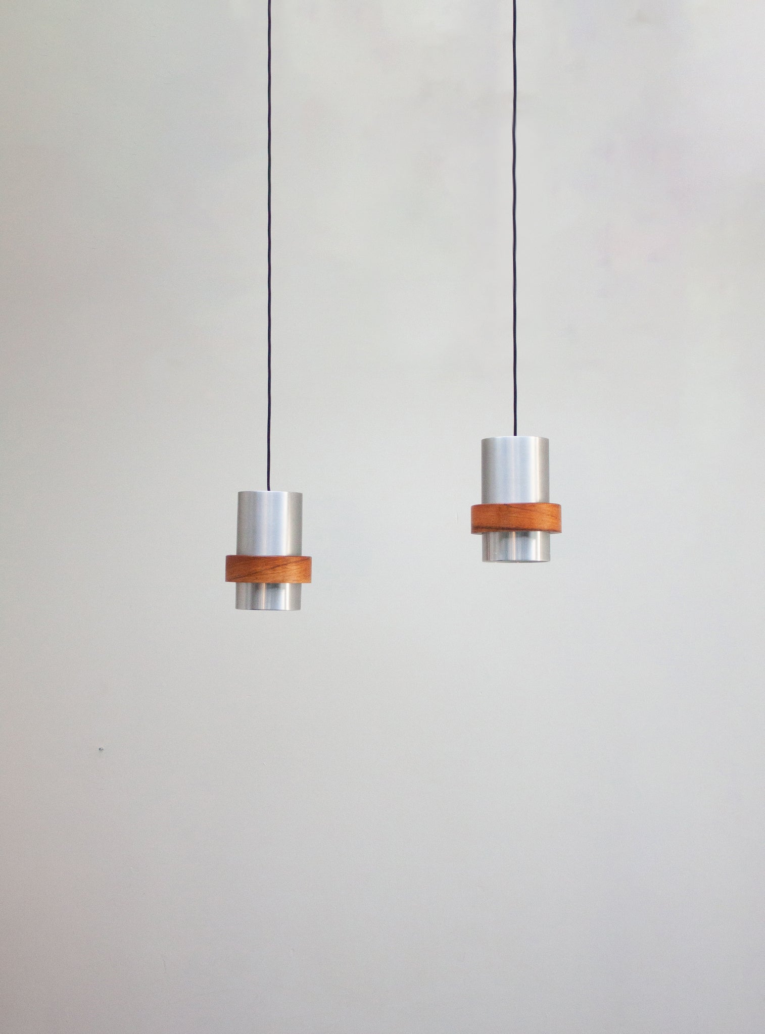 Aluminium and Teak Pendant Lamps