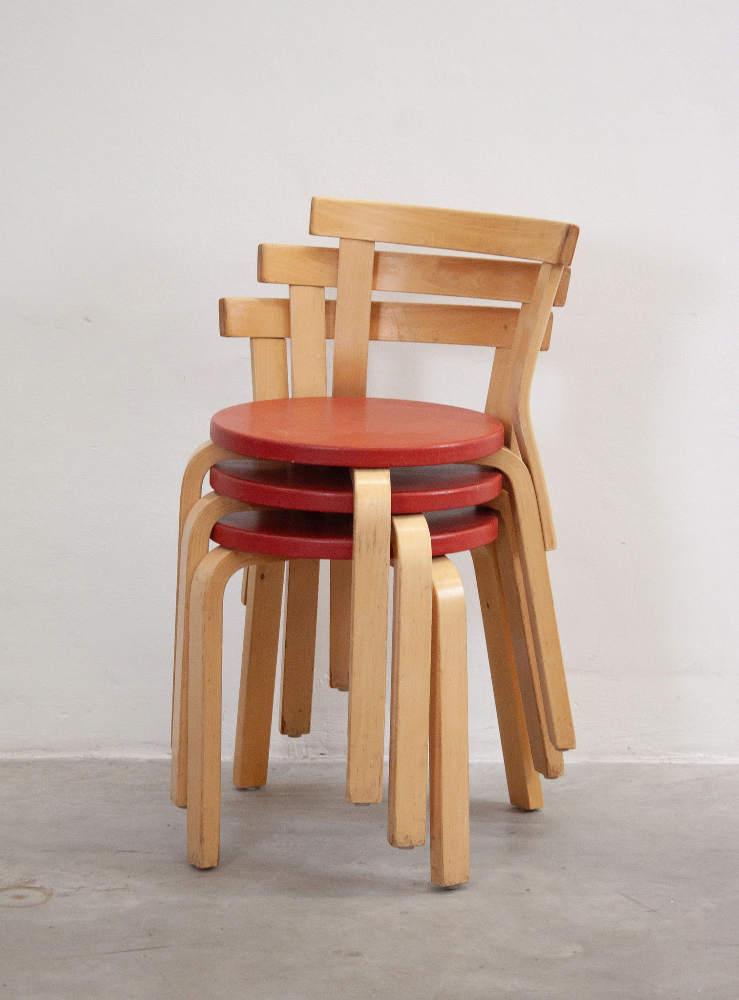 Artek Model 68 Chairs by Alvar Aalto (Red)