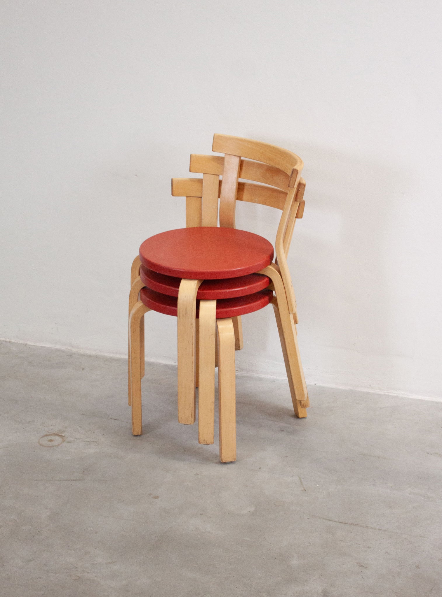 Artek Model 68 Chairs by Alvar Aalto (Red)