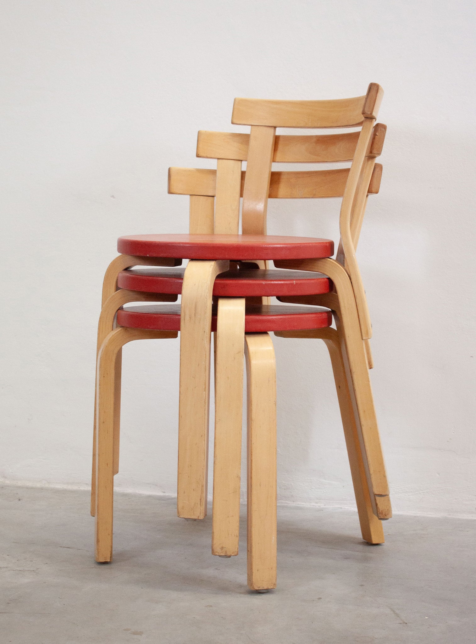 Artek Model 68 Chairs by Alvar Aalto (Red)