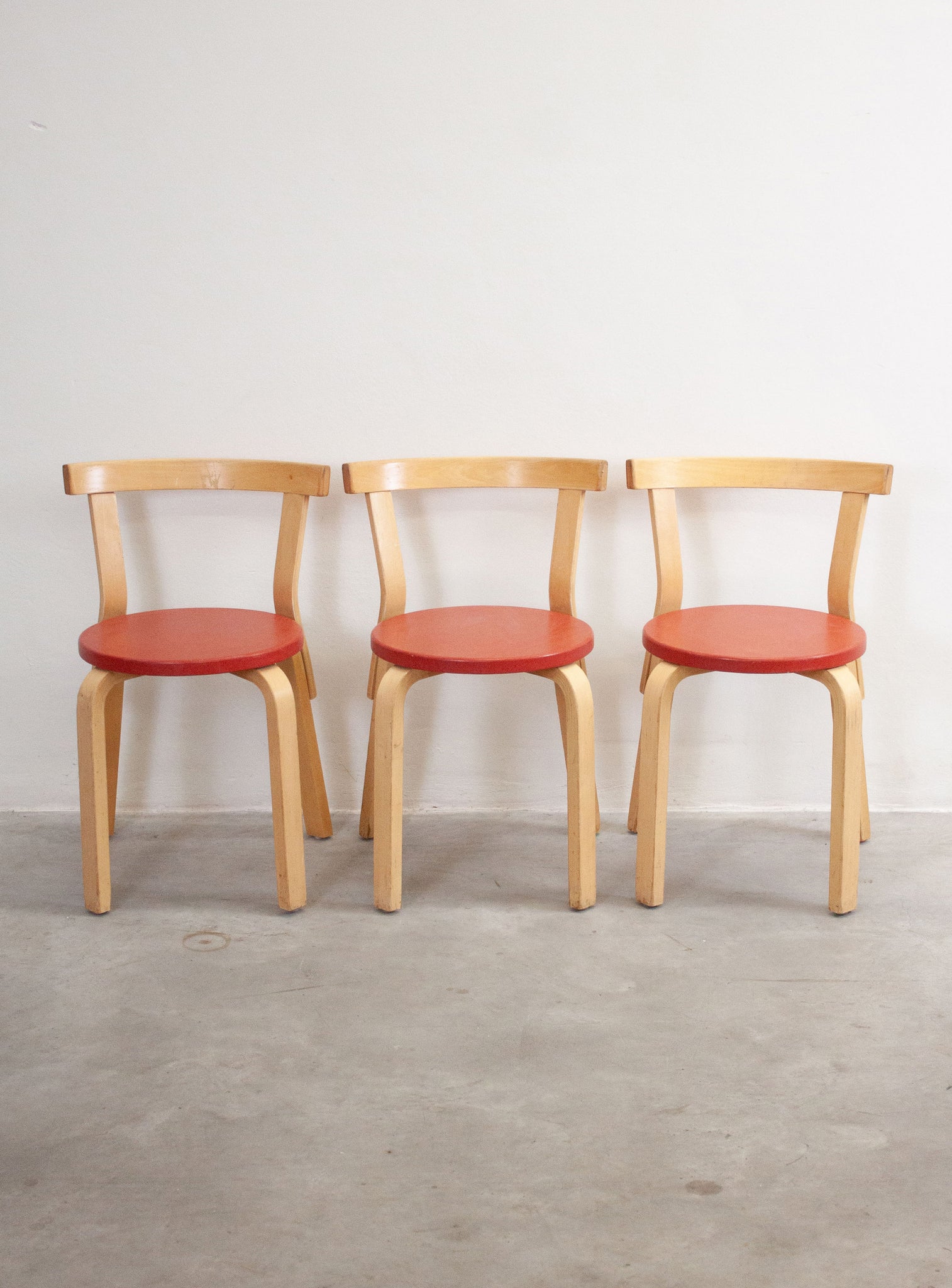 Artek Model 68 Chairs by Alvar Aalto (Red)