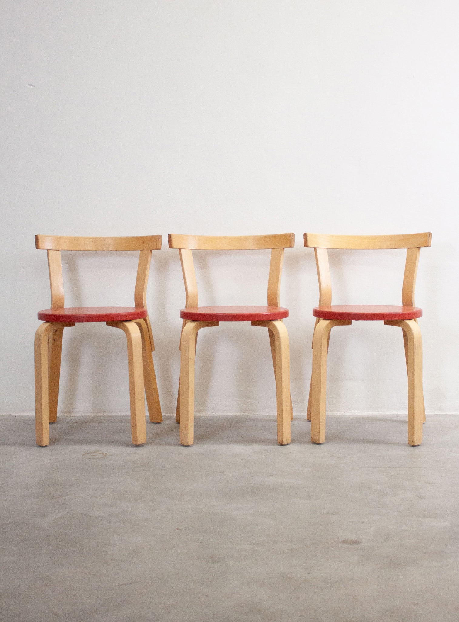 Artek Model 68 Chairs by Alvar Aalto (Red)