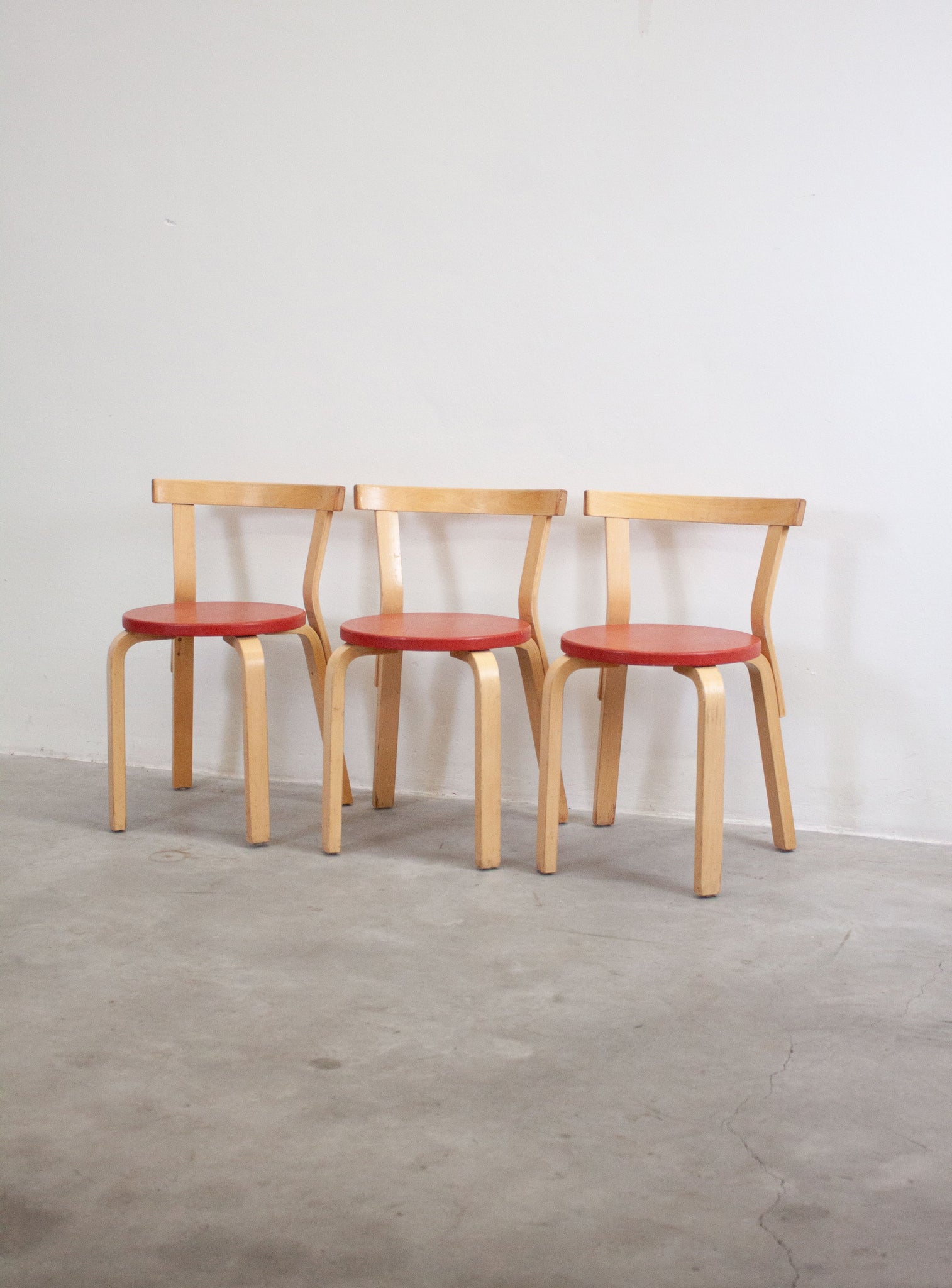 Artek Model 68 Chairs by Alvar Aalto (Red)