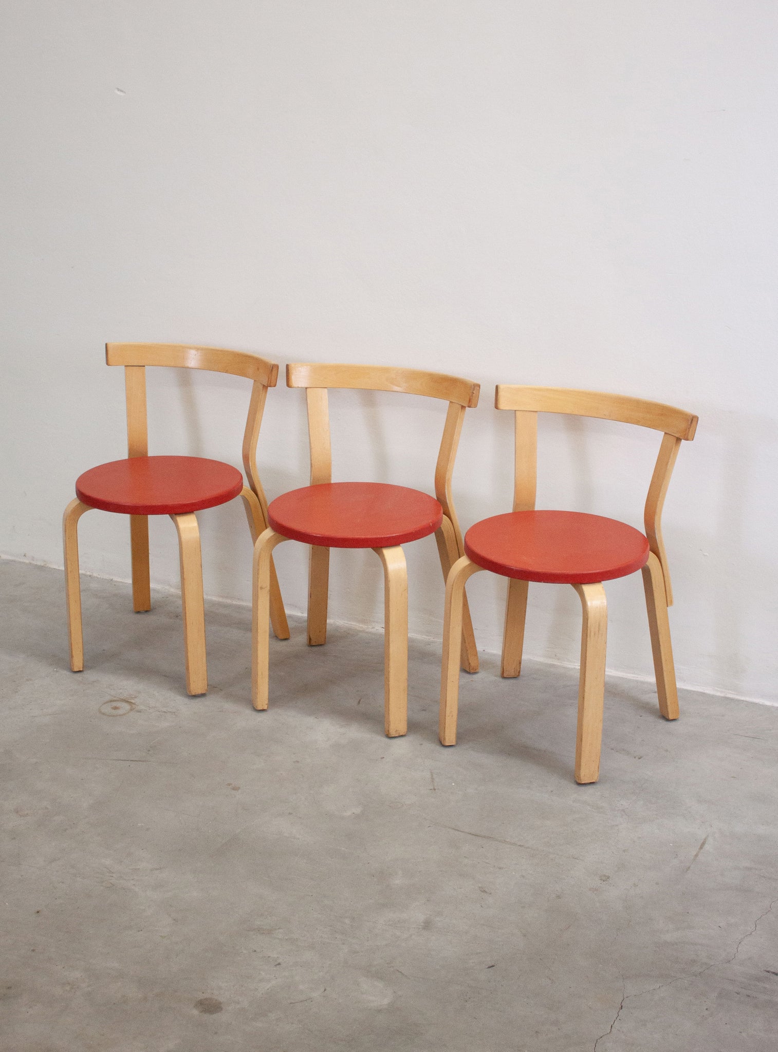 Artek Model 68 Chairs by Alvar Aalto (Red)