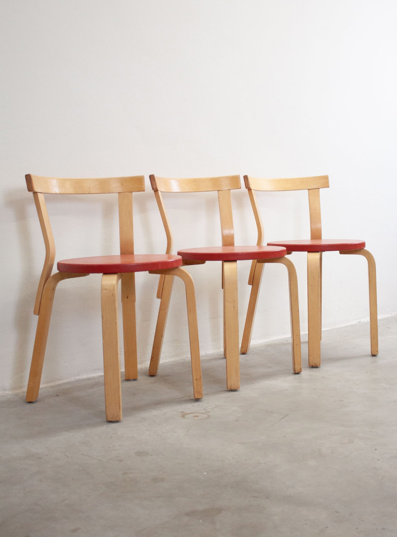 Artek Model 68 Chairs by Alvar Aalto (Red)