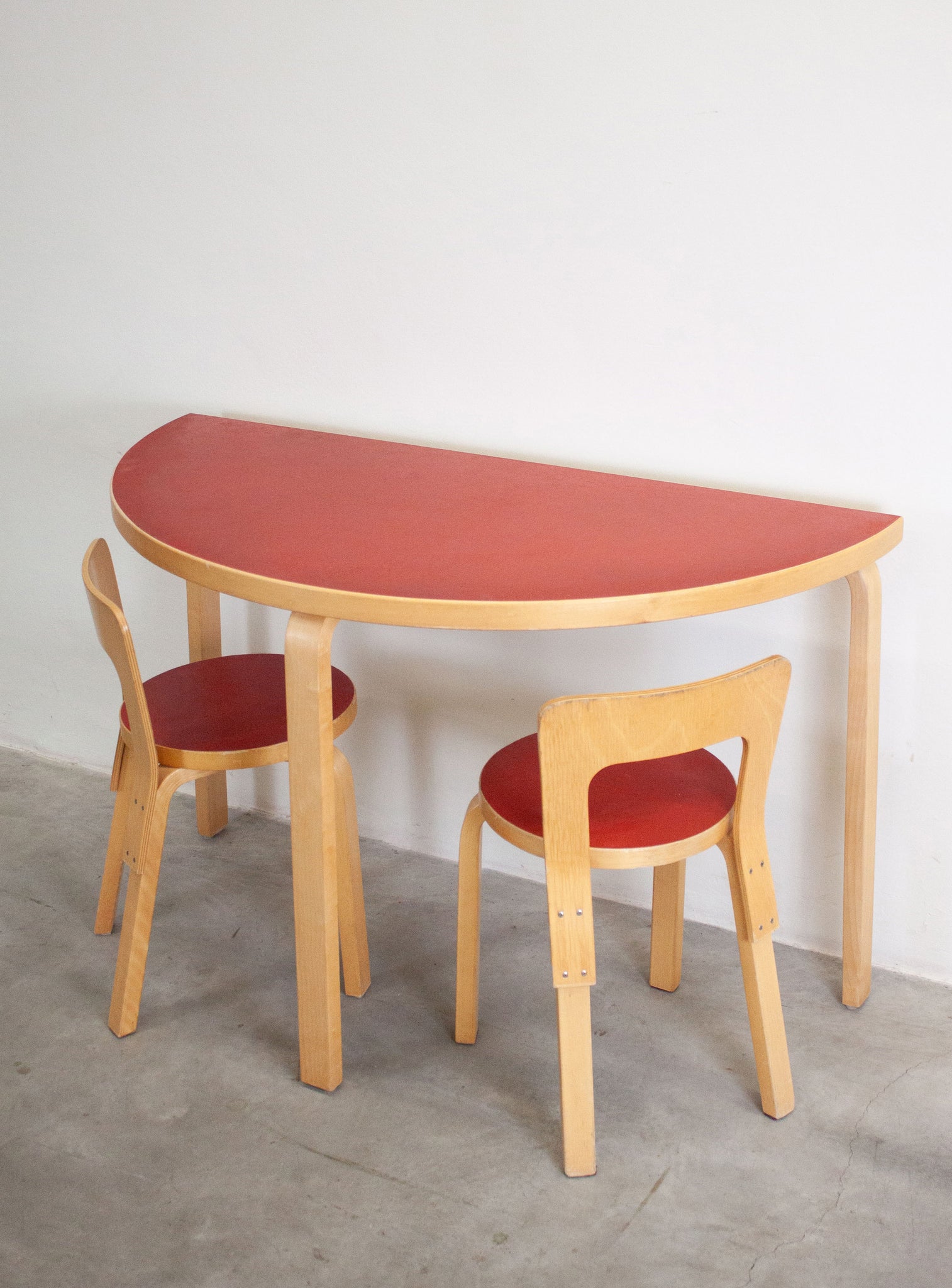 Artek Model 95 Half Round Dining Table by Alvar Aalto (Red)