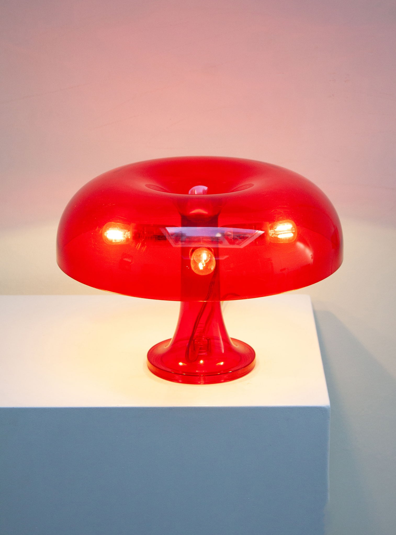 Artemide Nessino Desk Lamp by Giancarlo Mattioli (Translucent Red)