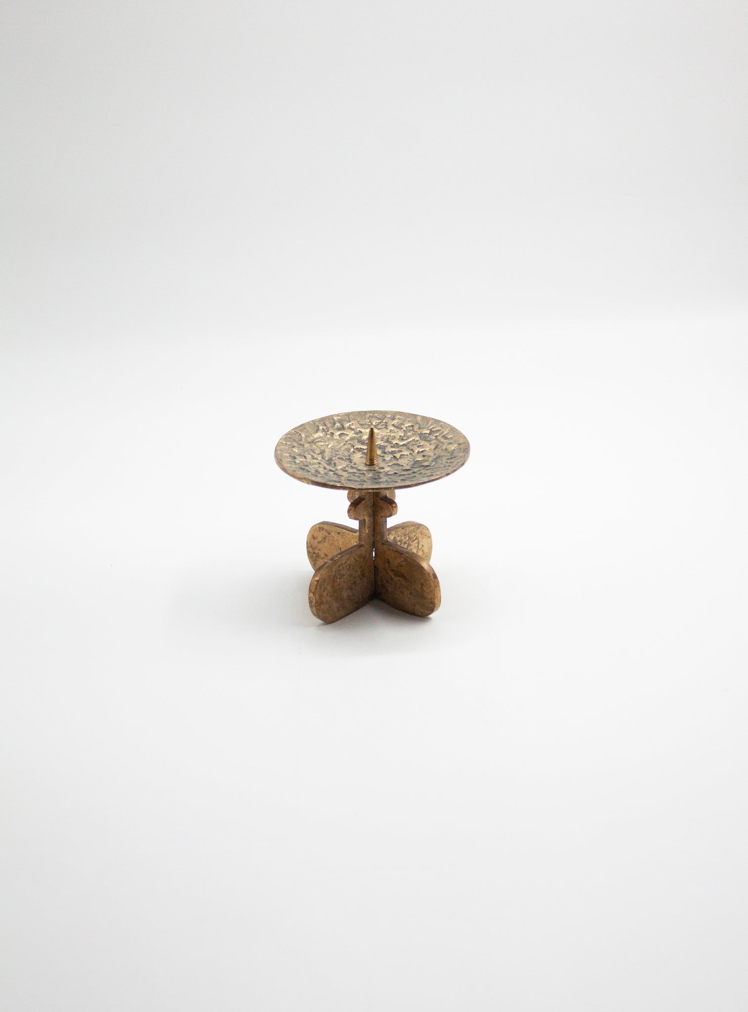 Brutalist Brass Candle Holder in style of Giuseppe Gallo