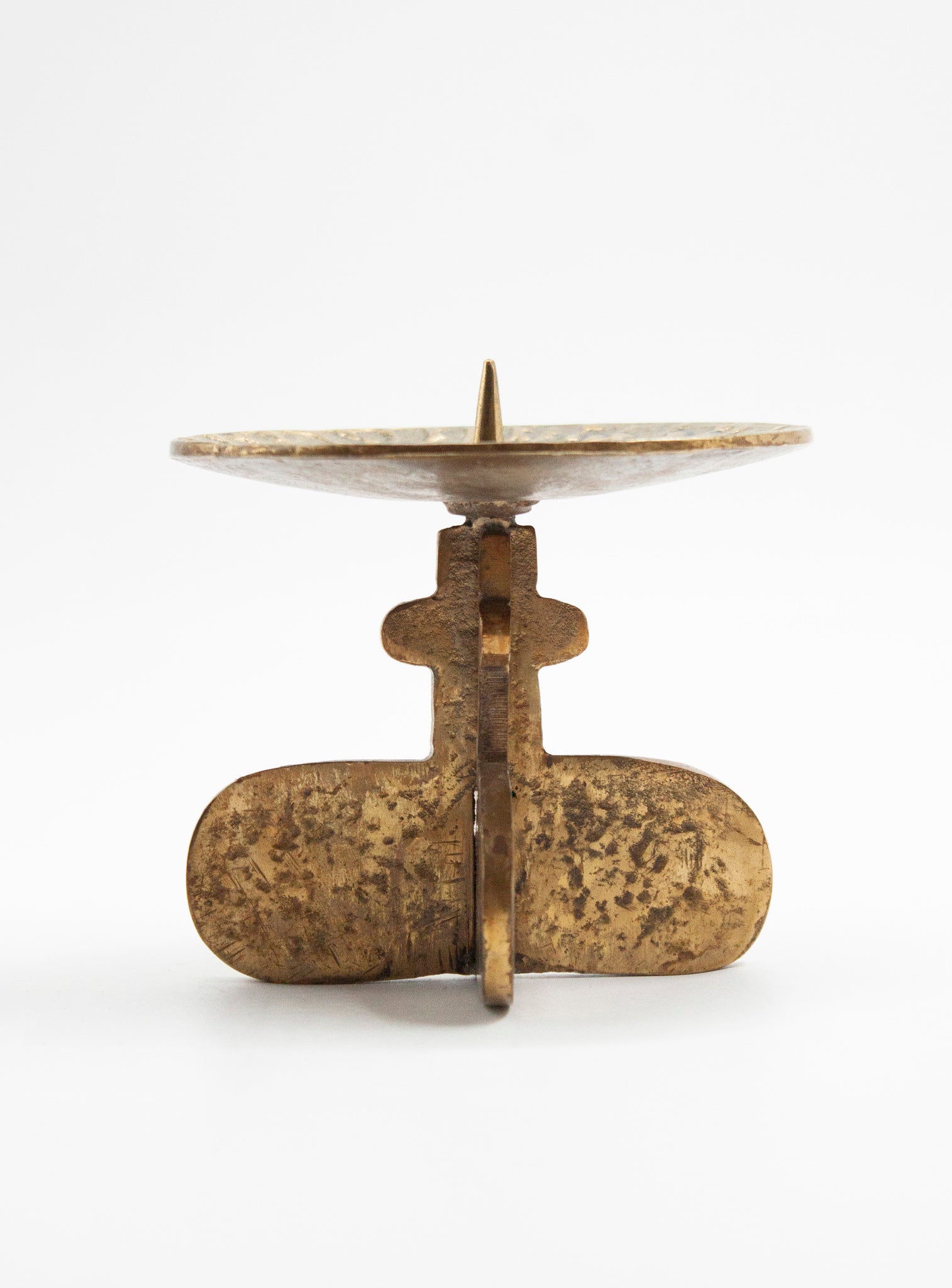 Brutalist Brass Candle Holder in style of Giuseppe Gallo