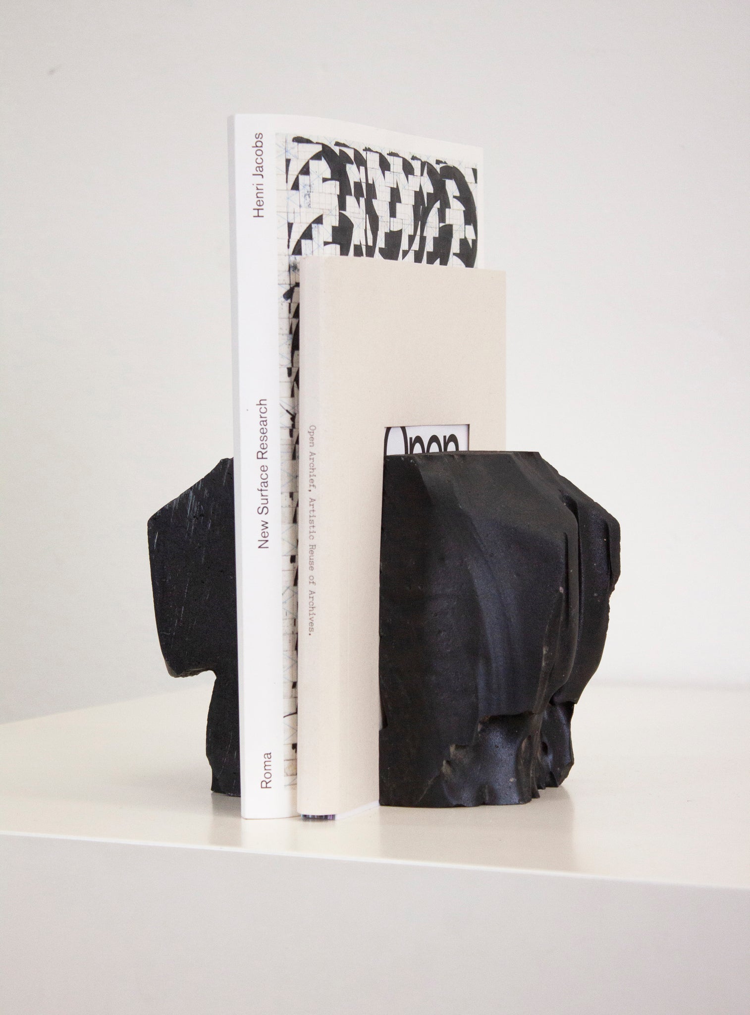 Brutalist Heavy Black Stone Bookends