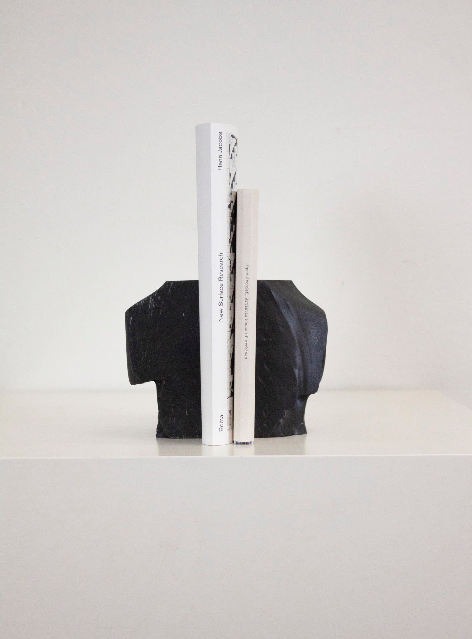 Brutalist Heavy Black Stone Bookends