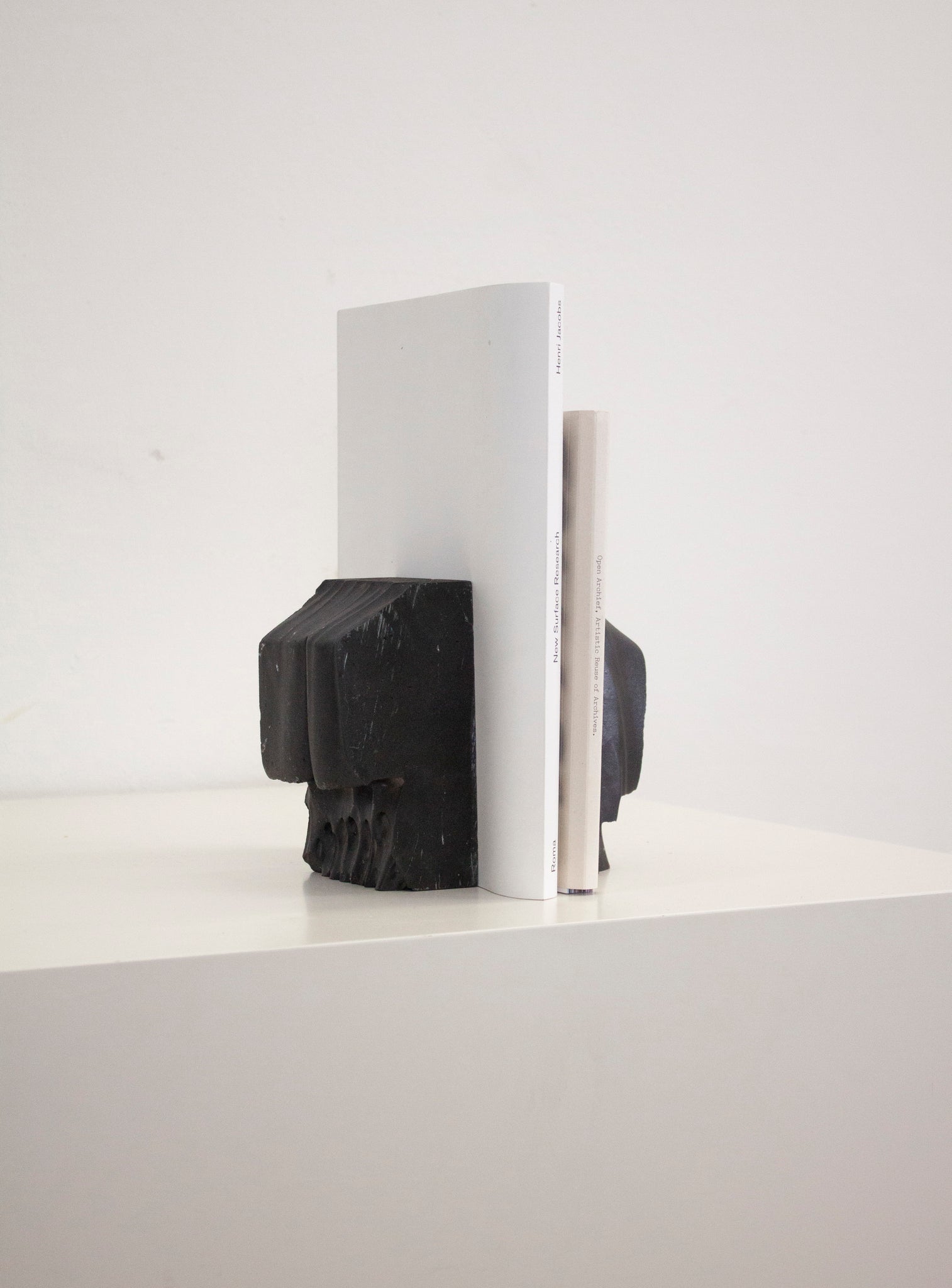 Brutalist Heavy Black Stone Bookends