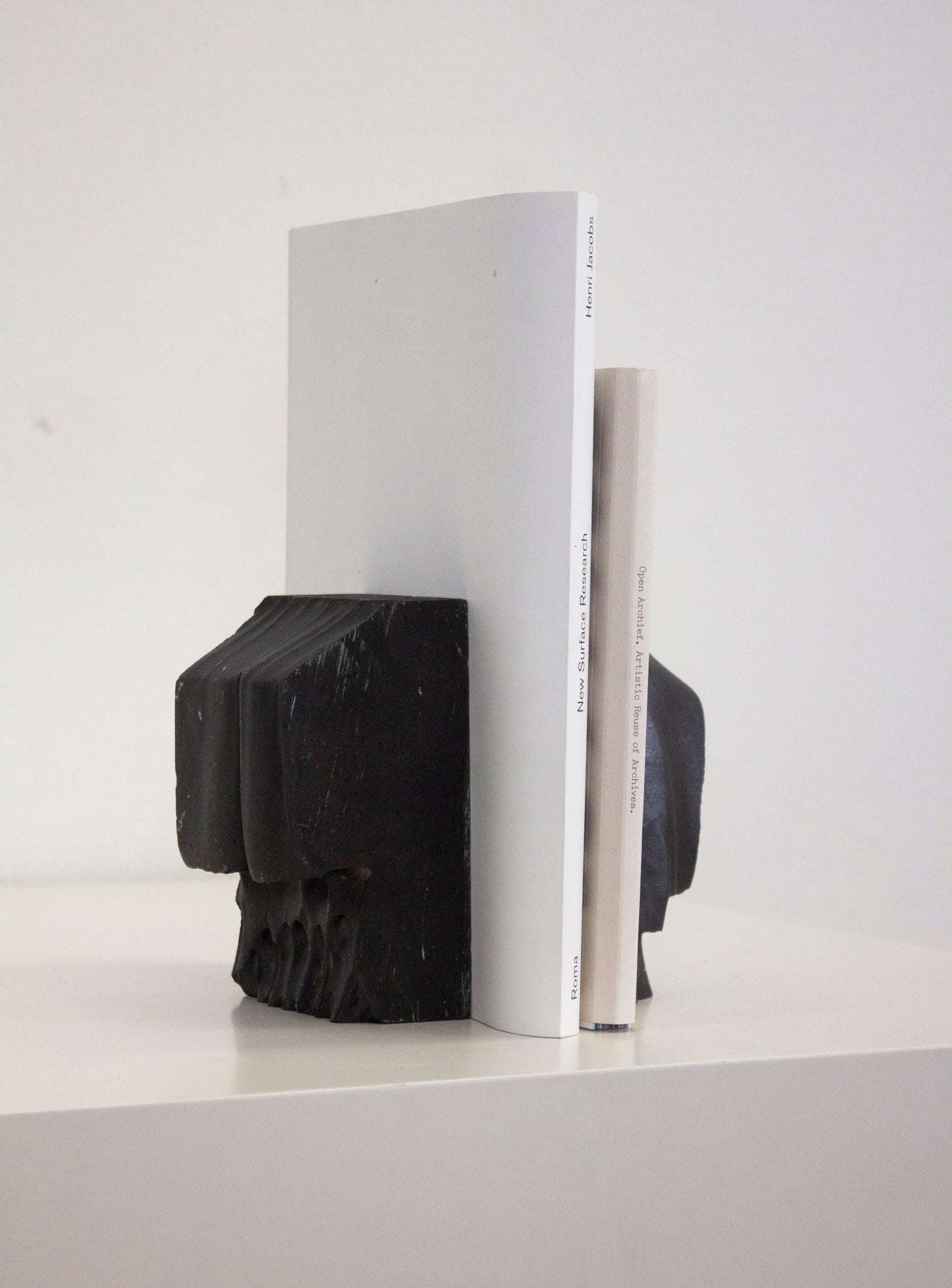 Brutalist Heavy Black Stone Bookends