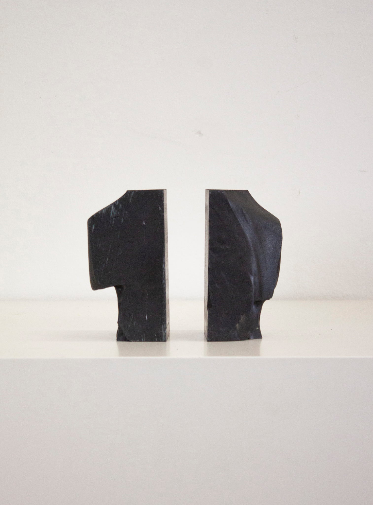 Brutalist Heavy Black Stone Bookends