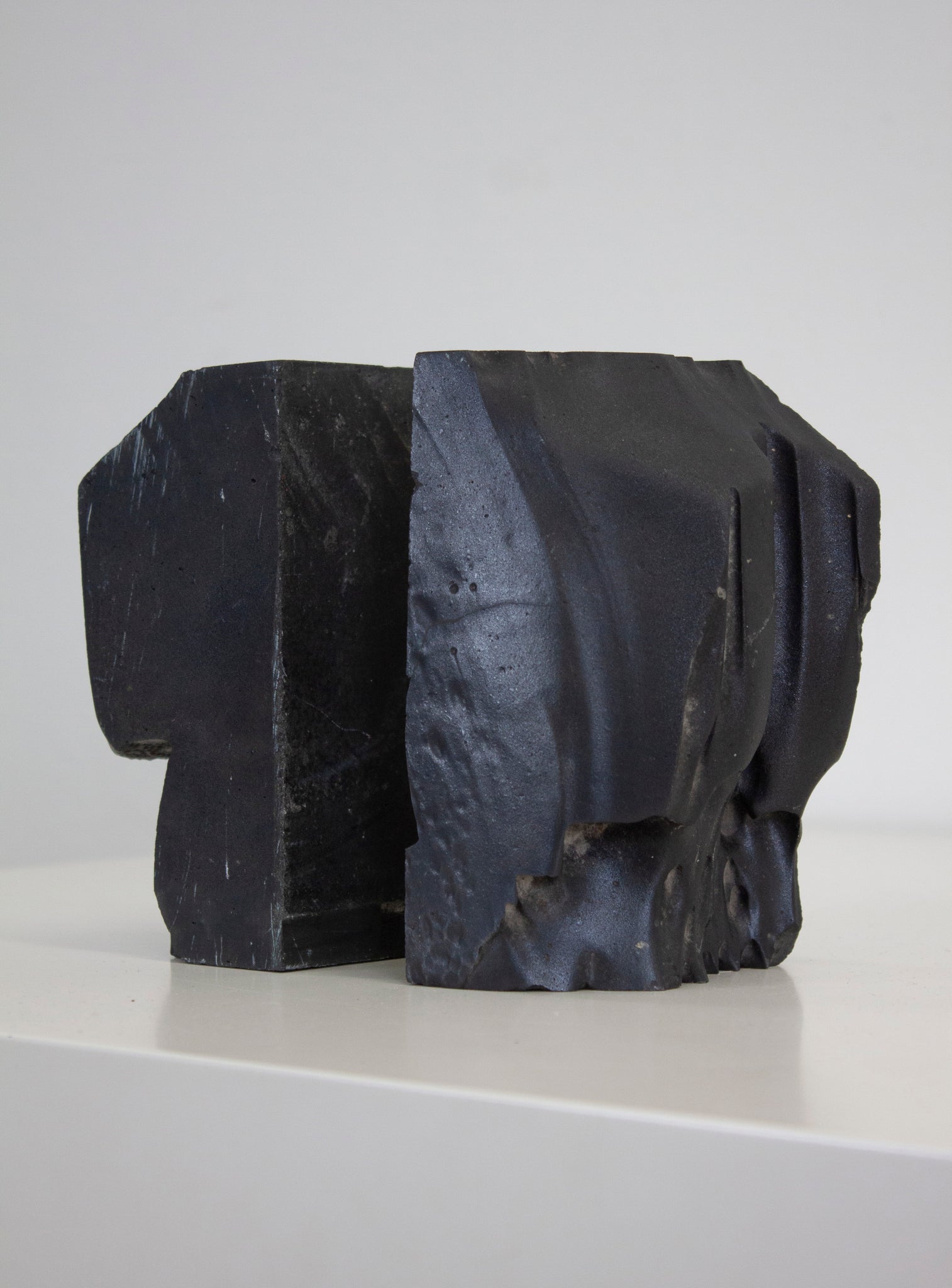 Brutalist Heavy Black Stone Bookends