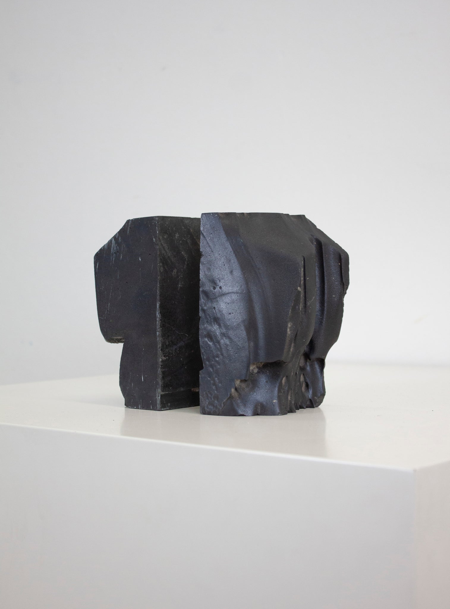Brutalist Heavy Black Stone Bookends