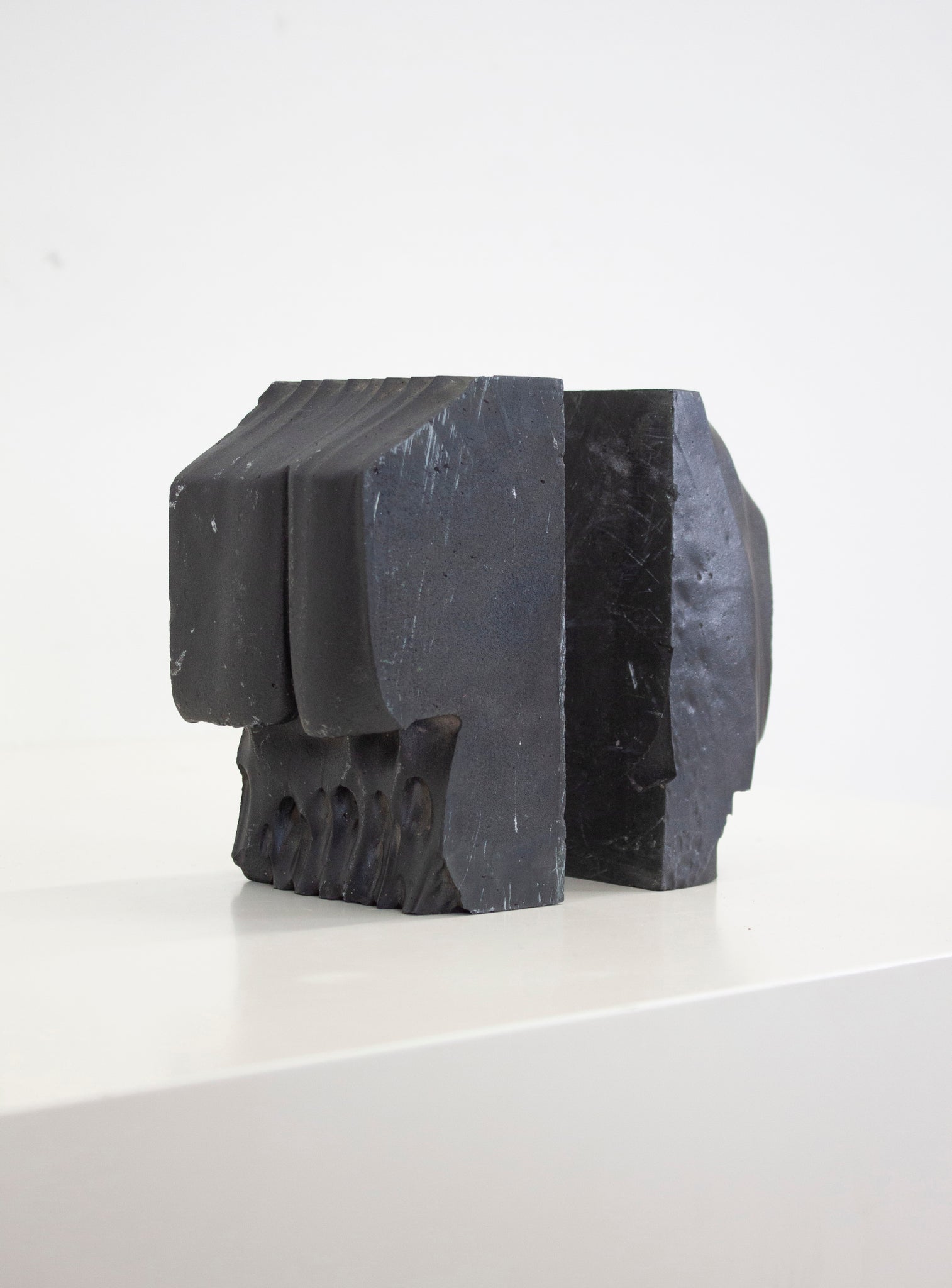 Brutalist Heavy Black Stone Bookends