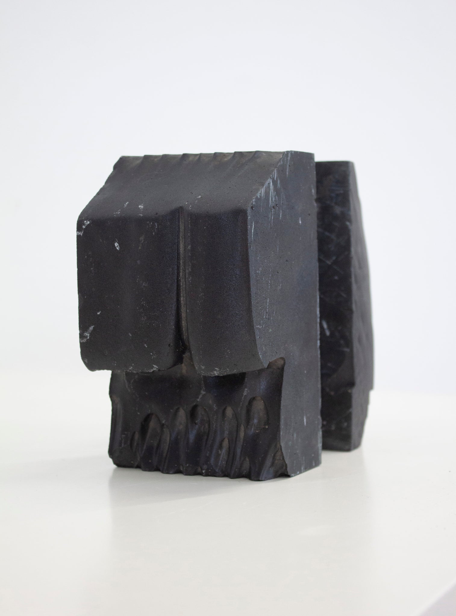 Brutalist Heavy Black Stone Bookends