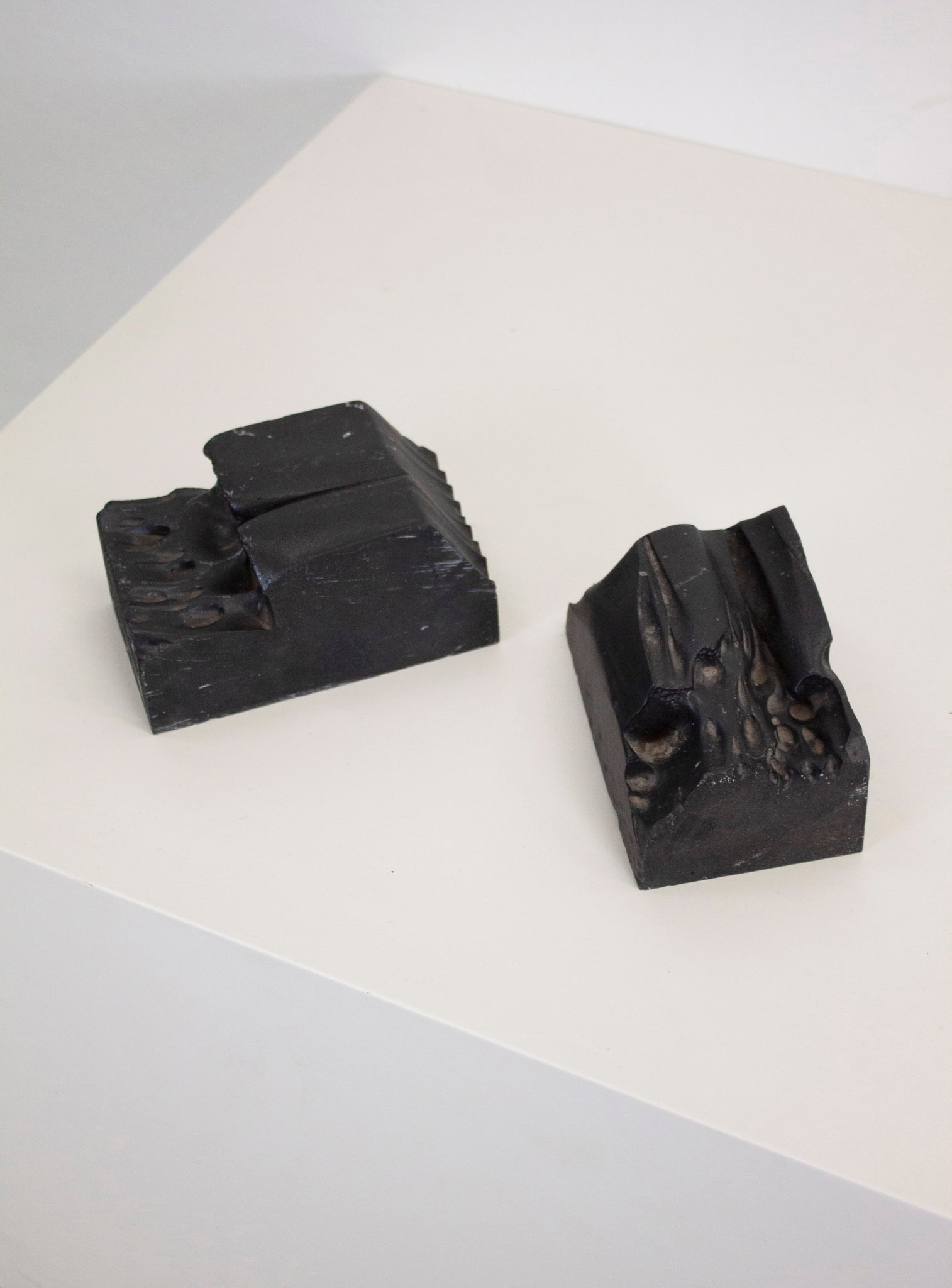 Brutalist Heavy Black Stone Bookends