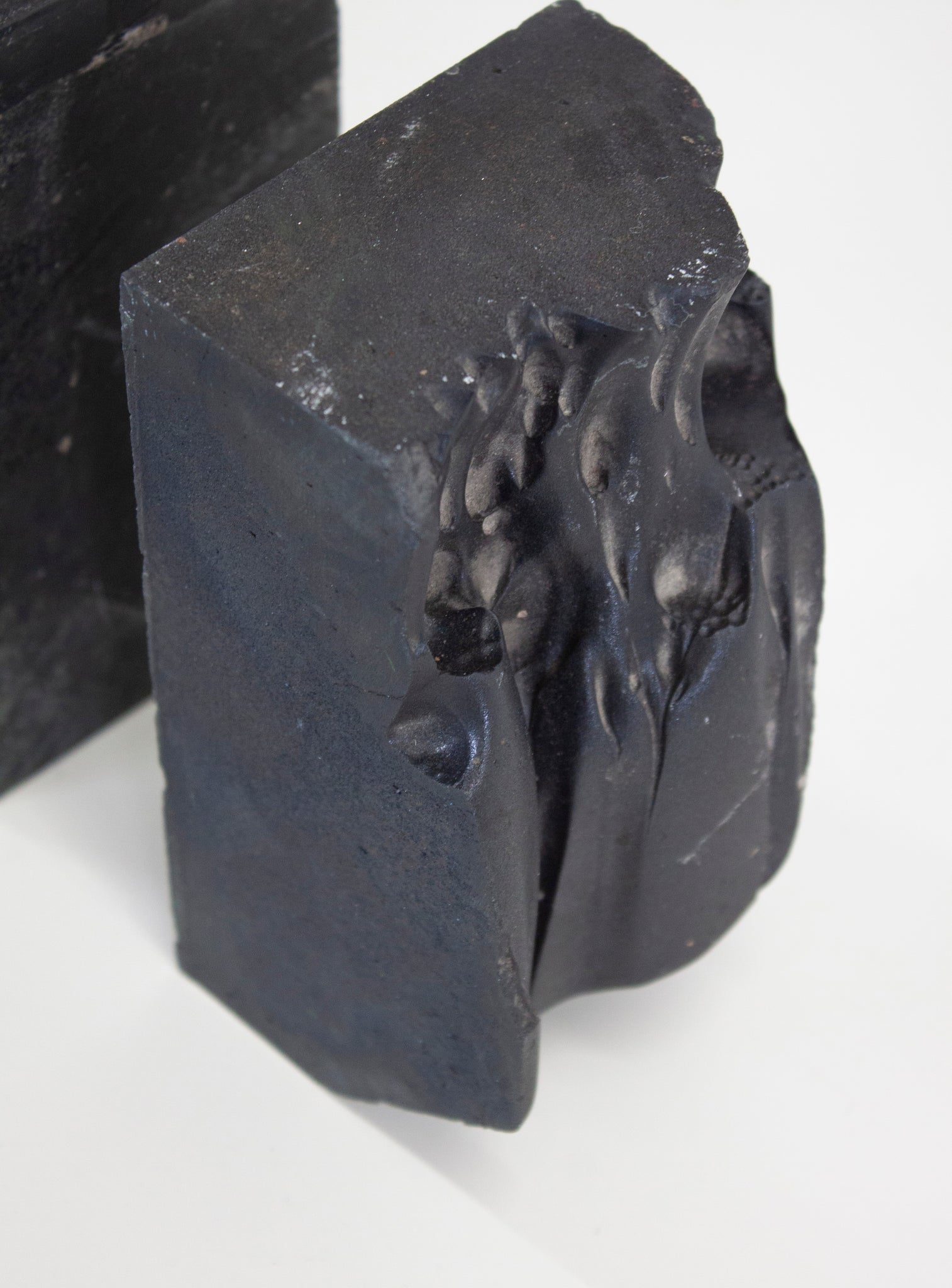 Brutalist Heavy Black Stone Bookends