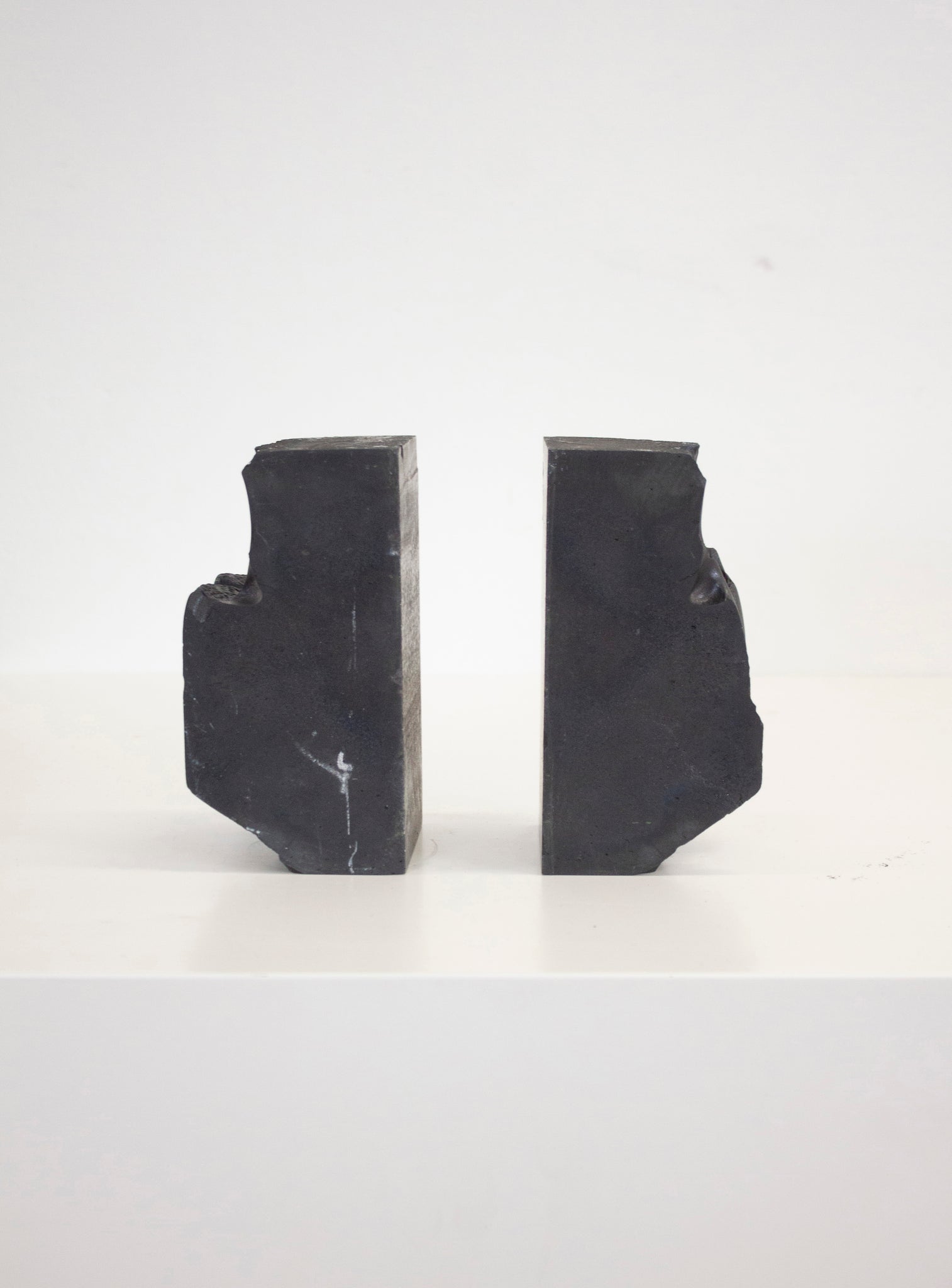 Brutalist Heavy Black Stone Bookends