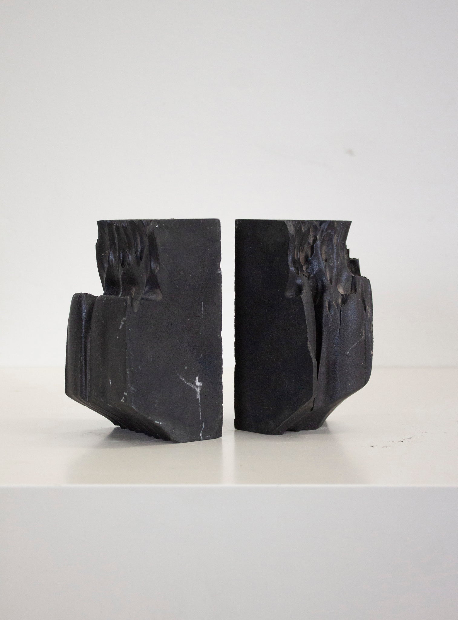 Brutalist Heavy Black Stone Bookends