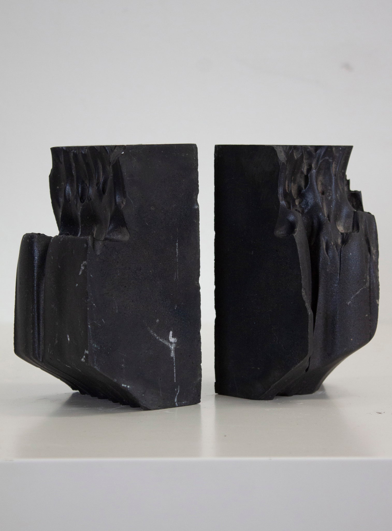 Brutalist Heavy Black Stone Bookends
