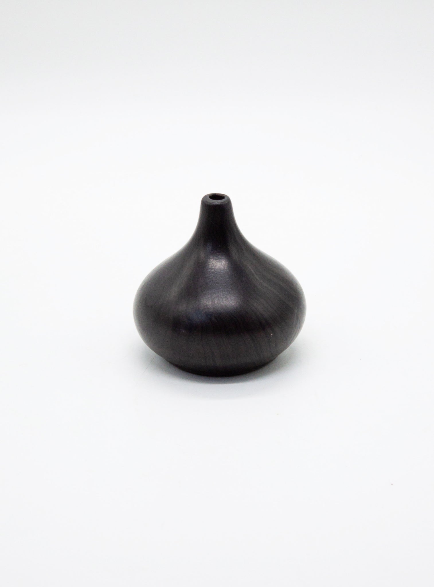 Ceramic Oval Bottle Vase with Wood Pattern (Black)