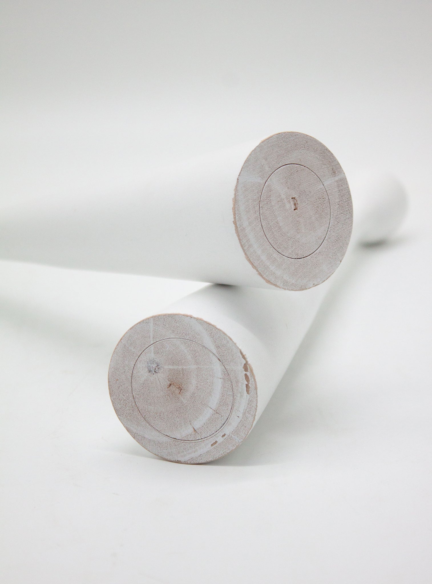 Danish Turned Wooden Candle Holders (White)