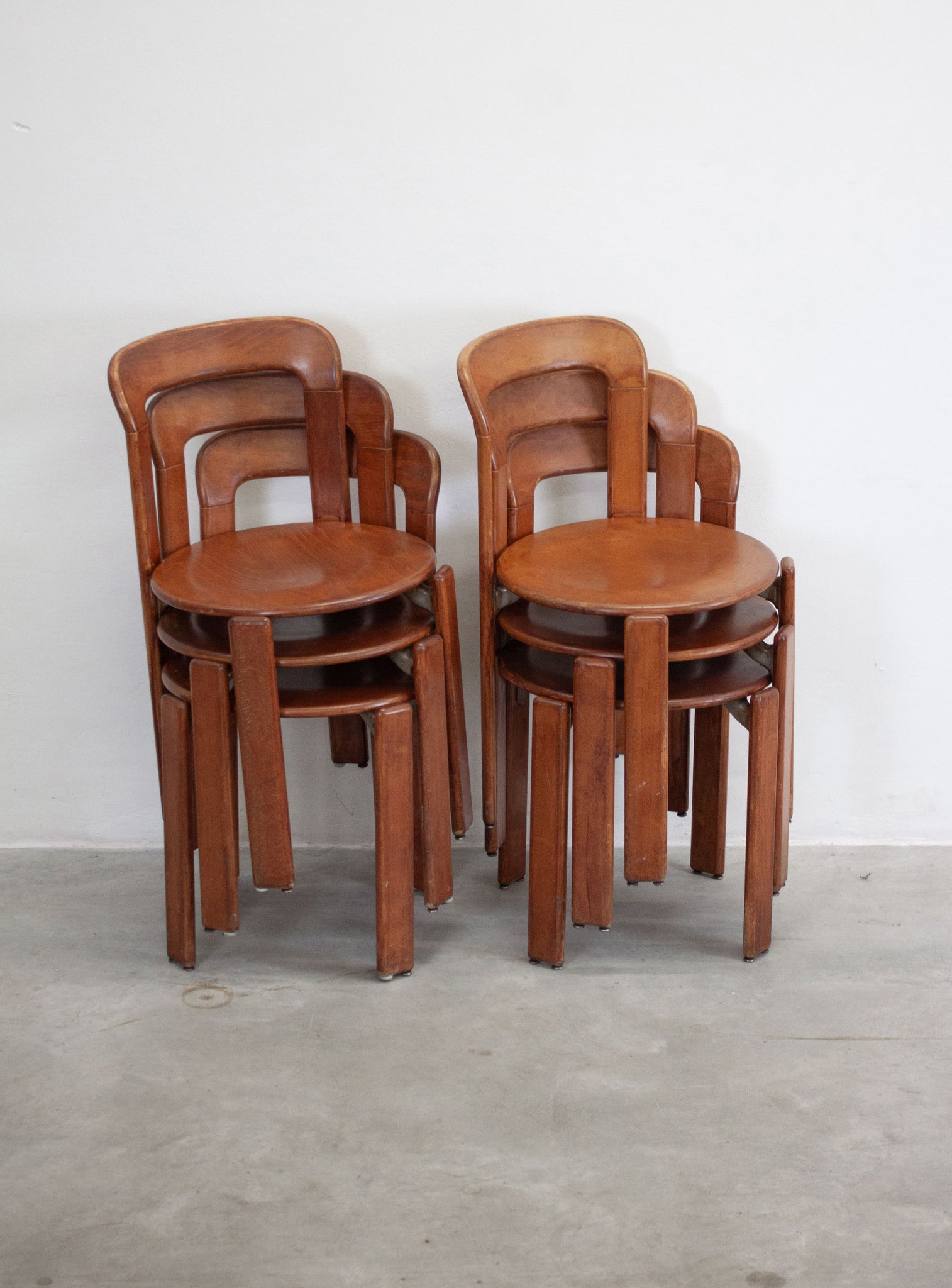 Dietiker Rey Dining Chairs by Bruno Rey (Brown)