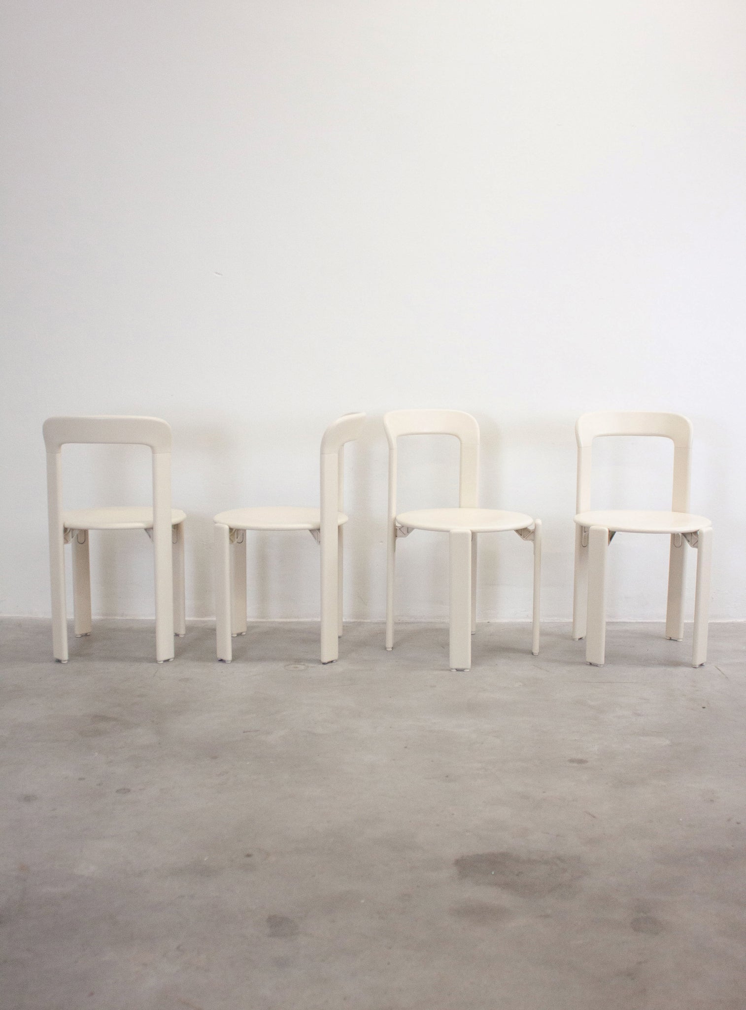 Dietiker Rey Dining Chairs by Bruno Rey (Ivory White)