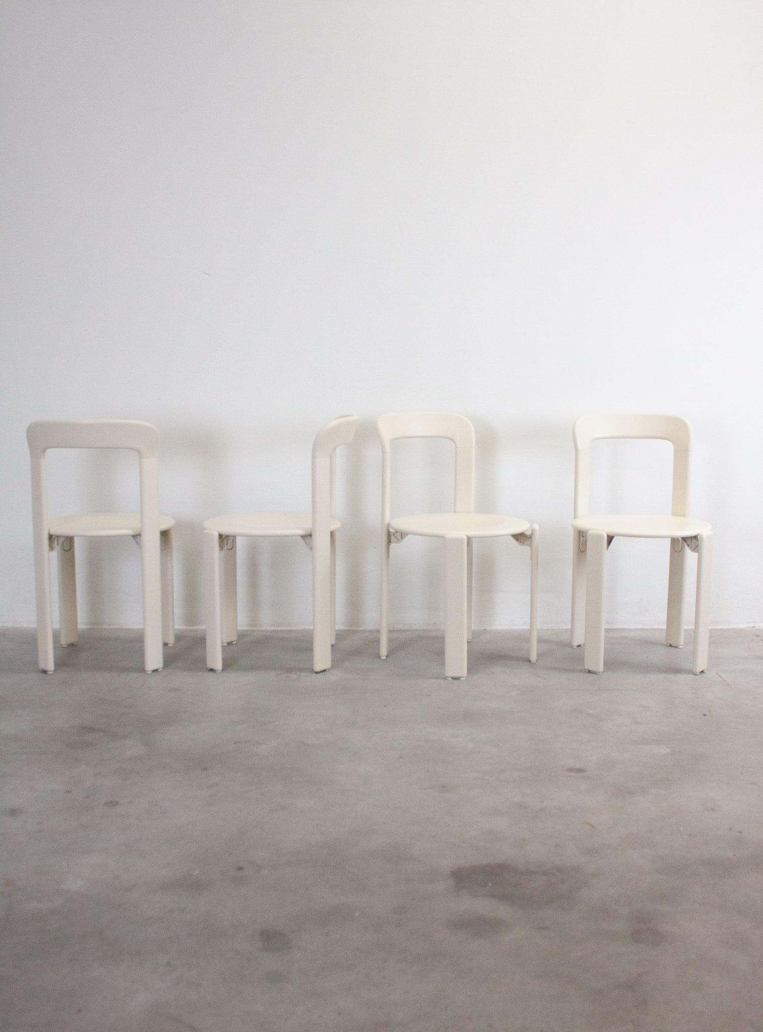 Dietiker Rey Dining Chairs by Bruno Rey (Ivory White)
