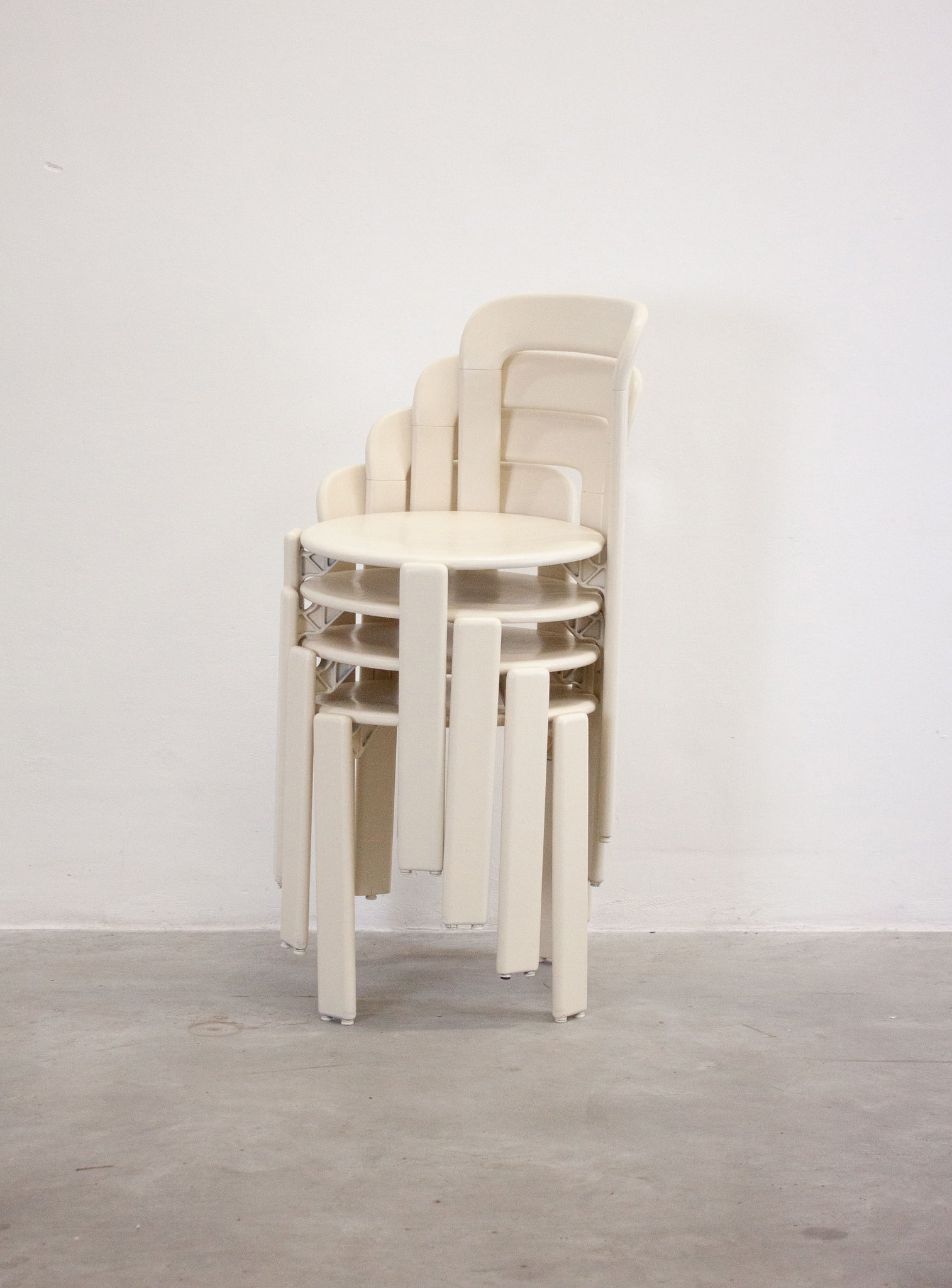 Dietiker Rey Dining Chairs by Bruno Rey (Ivory White)