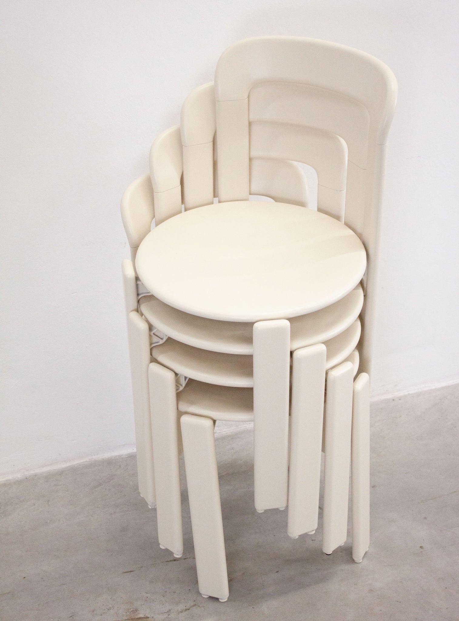 Dietiker Rey Dining Chairs by Bruno Rey (Ivory White)