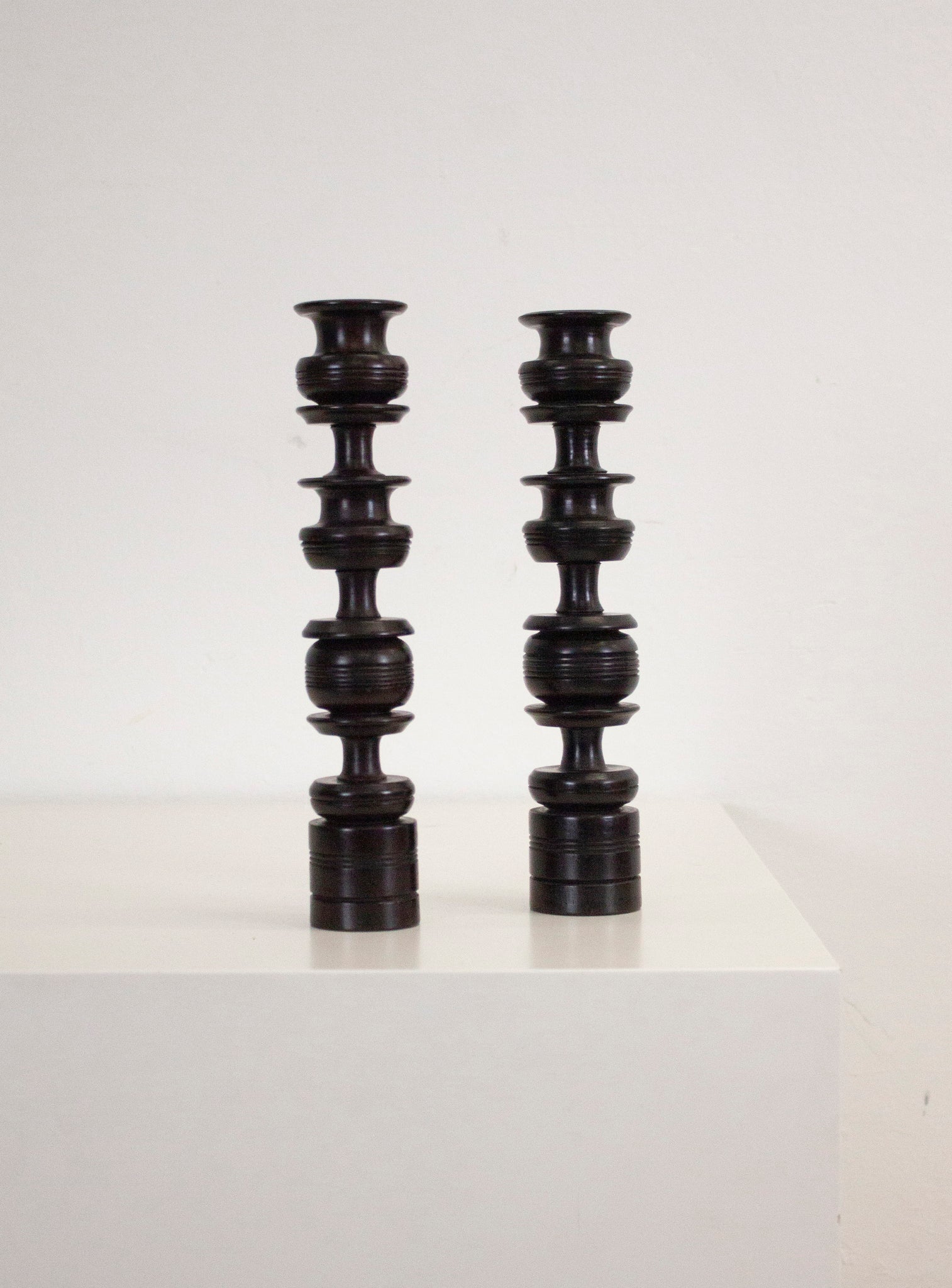 Ebony Wood Turned Candle Sticks