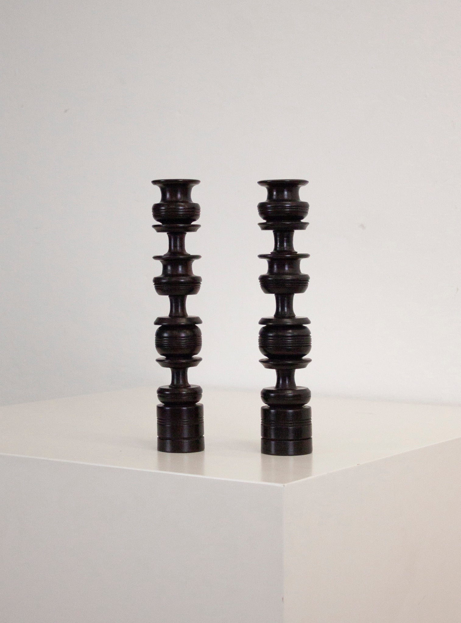 Ebony Wood Turned Candle Sticks