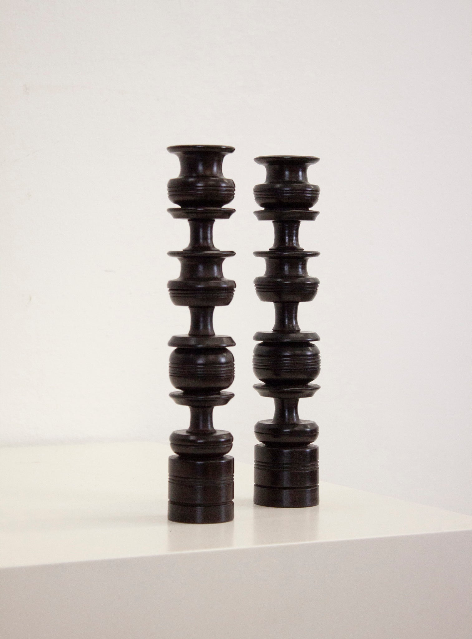 Ebony Wood Turned Candle Sticks