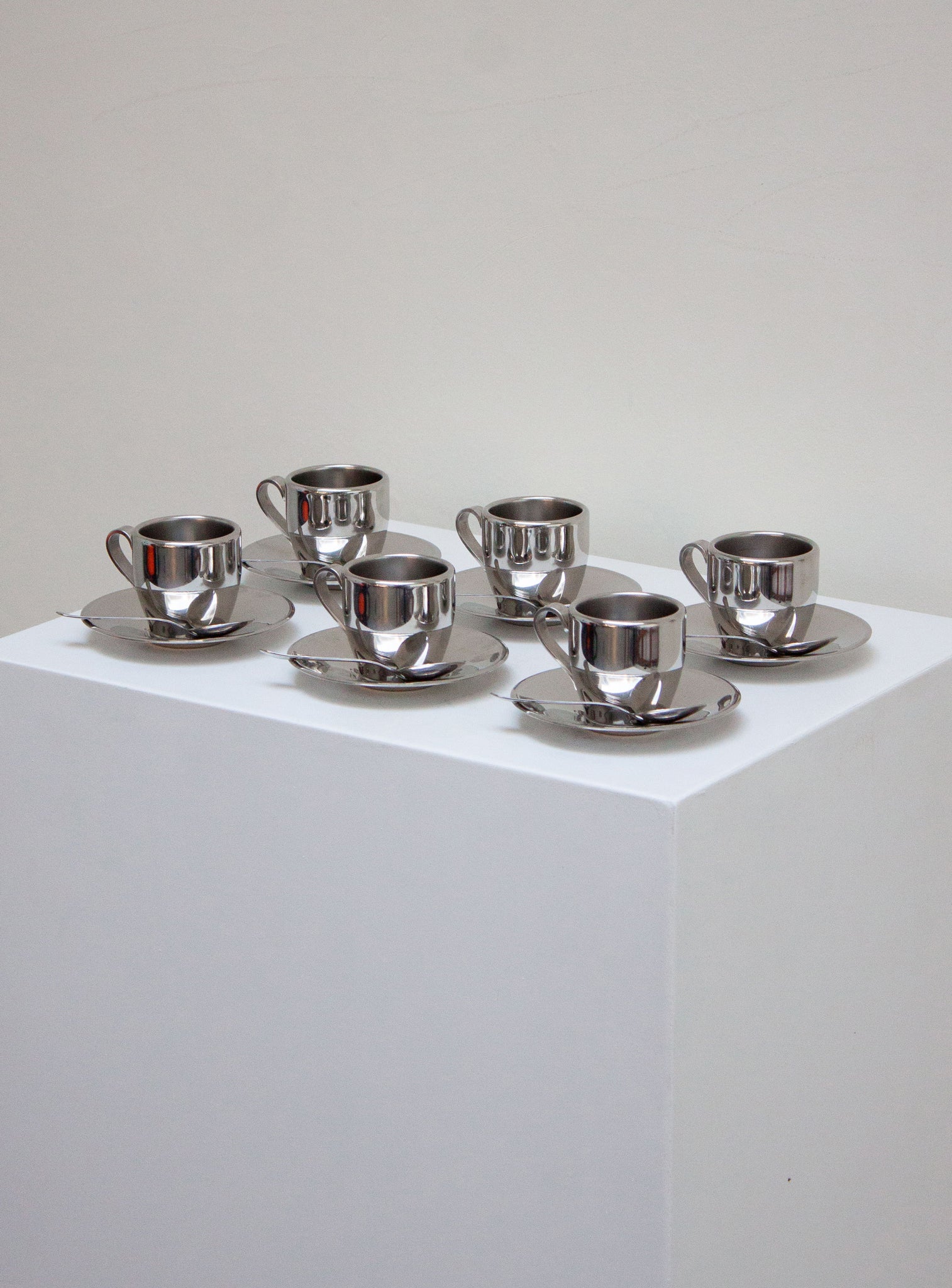 Euro Lucres Stainless Steel Espresso Cups, Saucers & Spoons