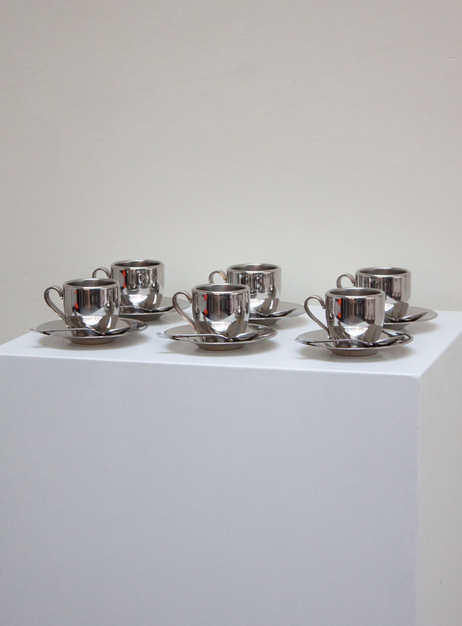 Euro Lucres Stainless Steel Espresso Cups, Saucers & Spoons