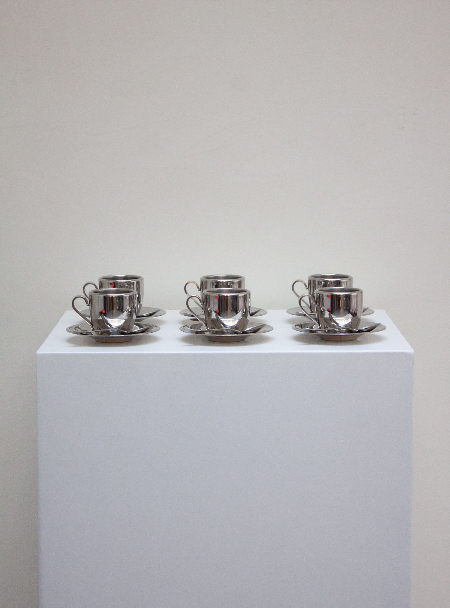 Euro Lucres Stainless Steel Espresso Cups, Saucers & Spoons