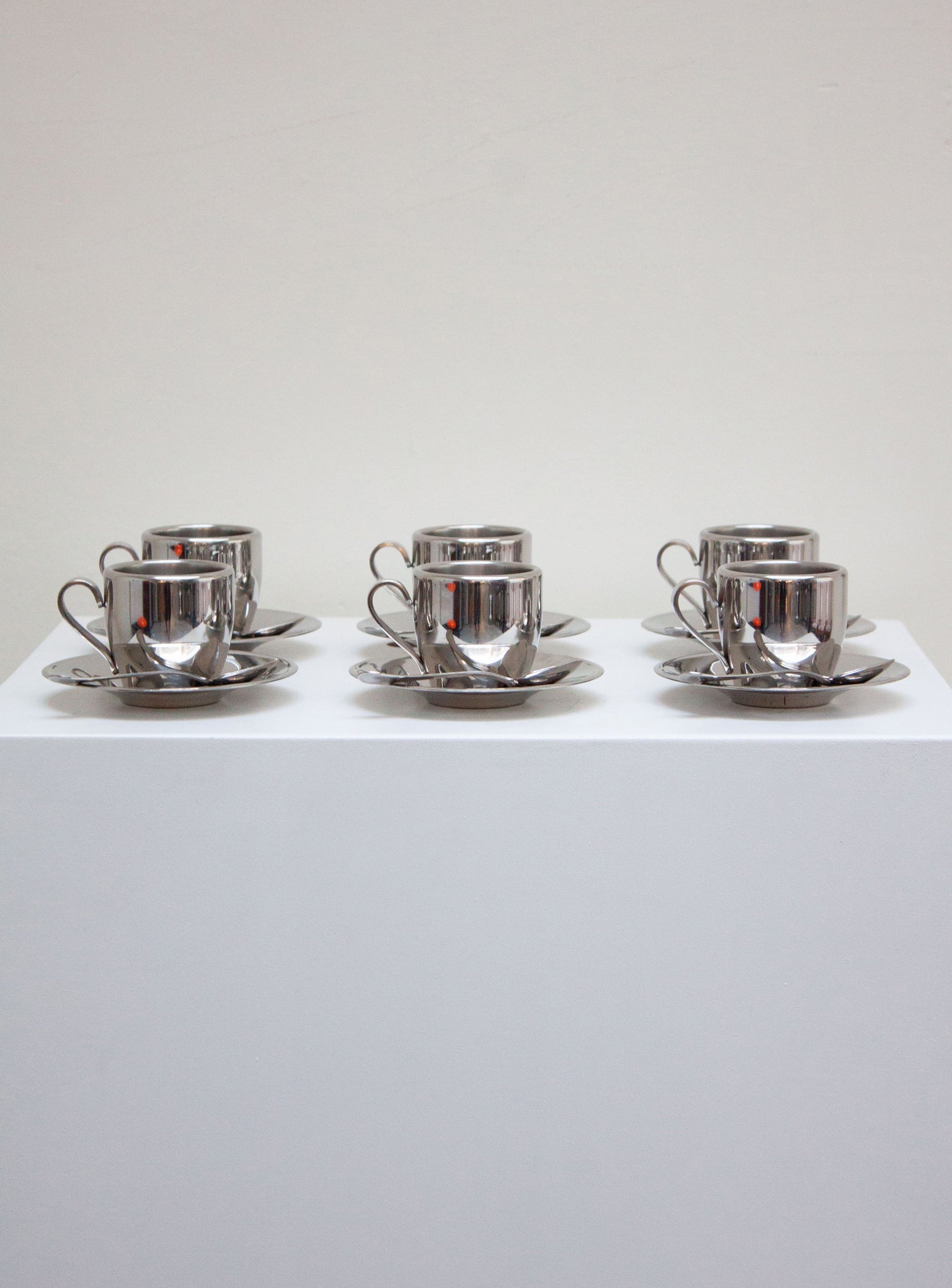 Euro Lucres Stainless Steel Espresso Cups, Saucers & Spoons