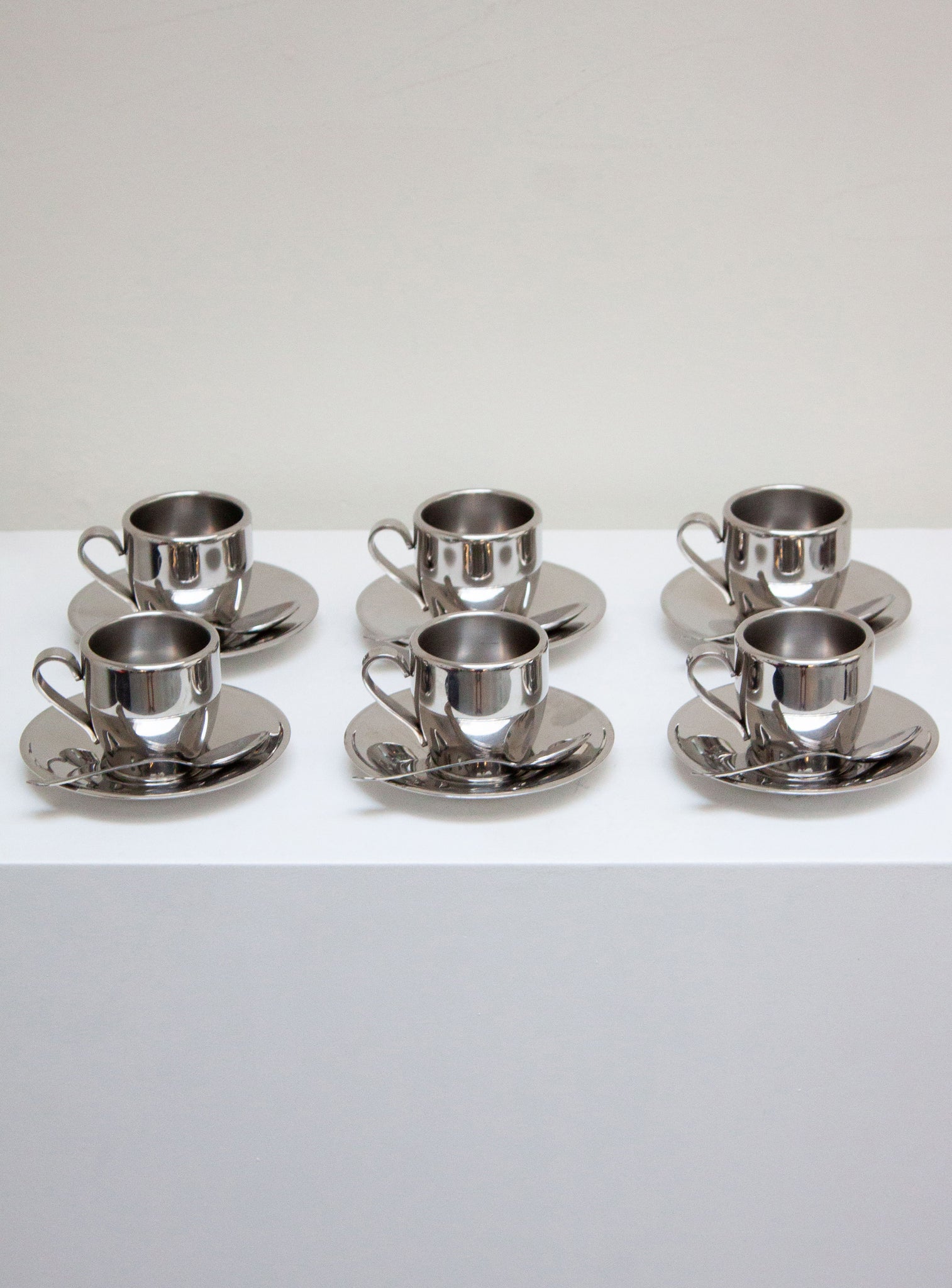 Euro Lucres Stainless Steel Espresso Cups, Saucers & Spoons